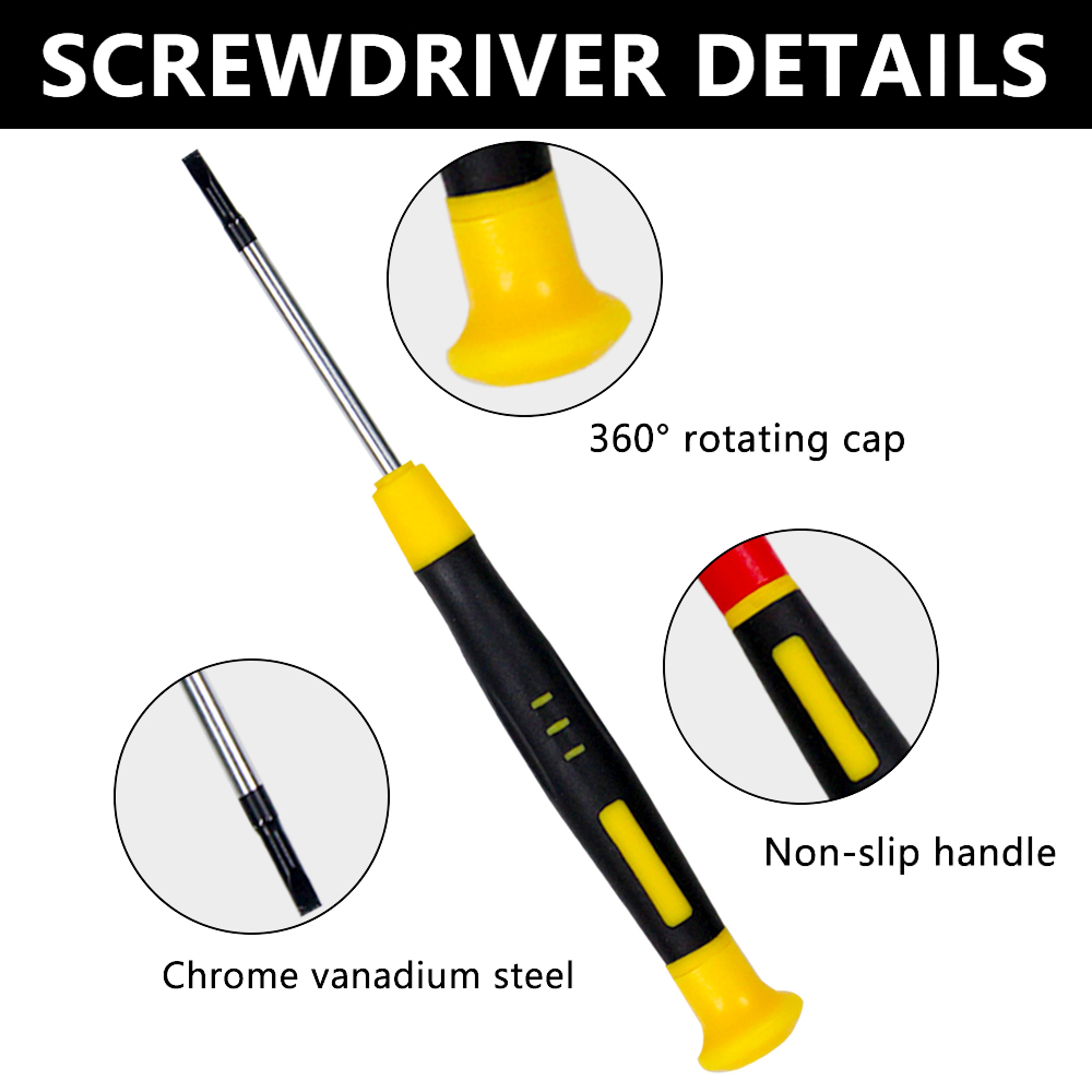 Tool Kit with Different Size Flathead and Philips Screwdrivers for Electronics, Jewelry, and Watch Repair – view 4