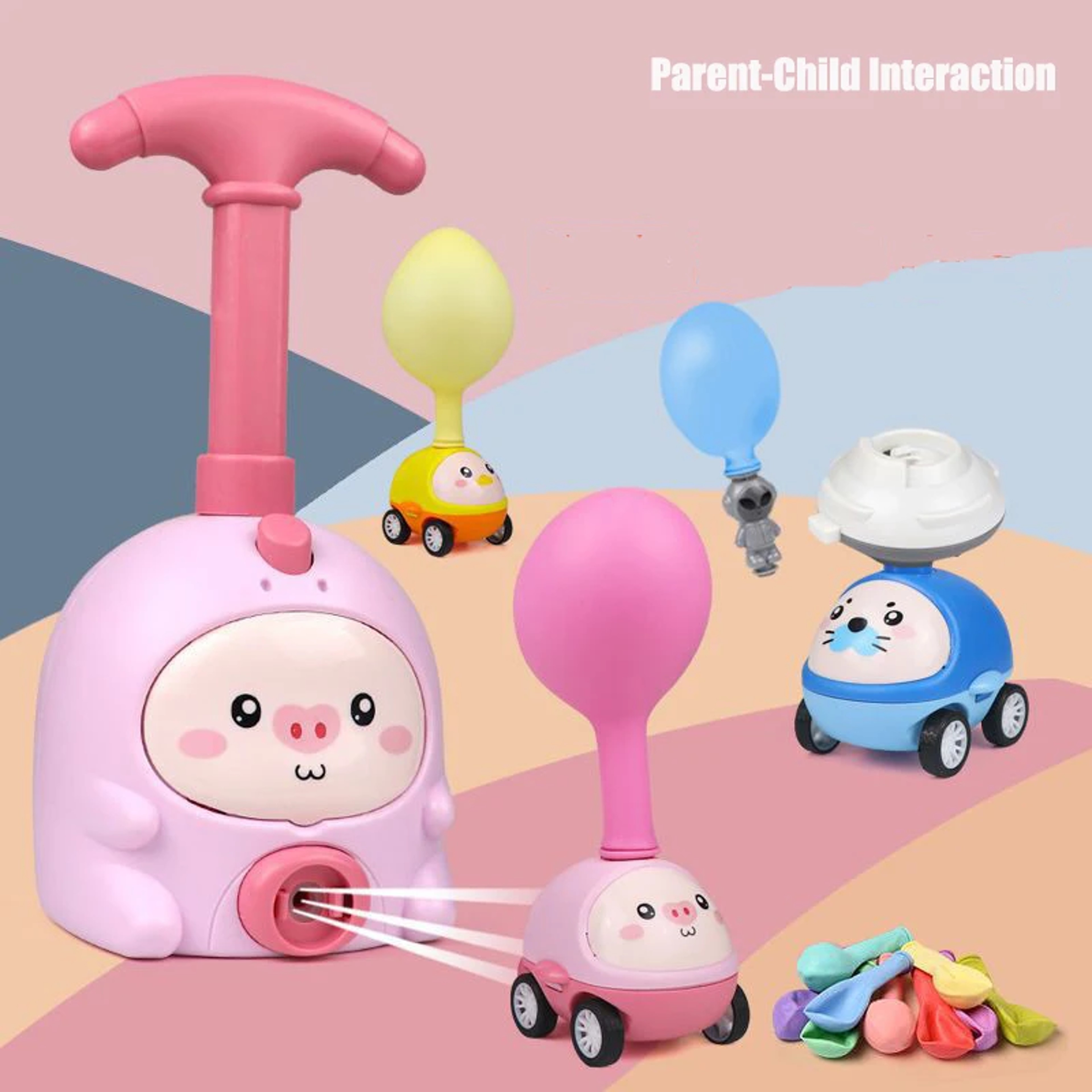 Educational Inertial Air Power Balloon Car Tower Kids Rocket Balloon Launcher Toys For Children 1