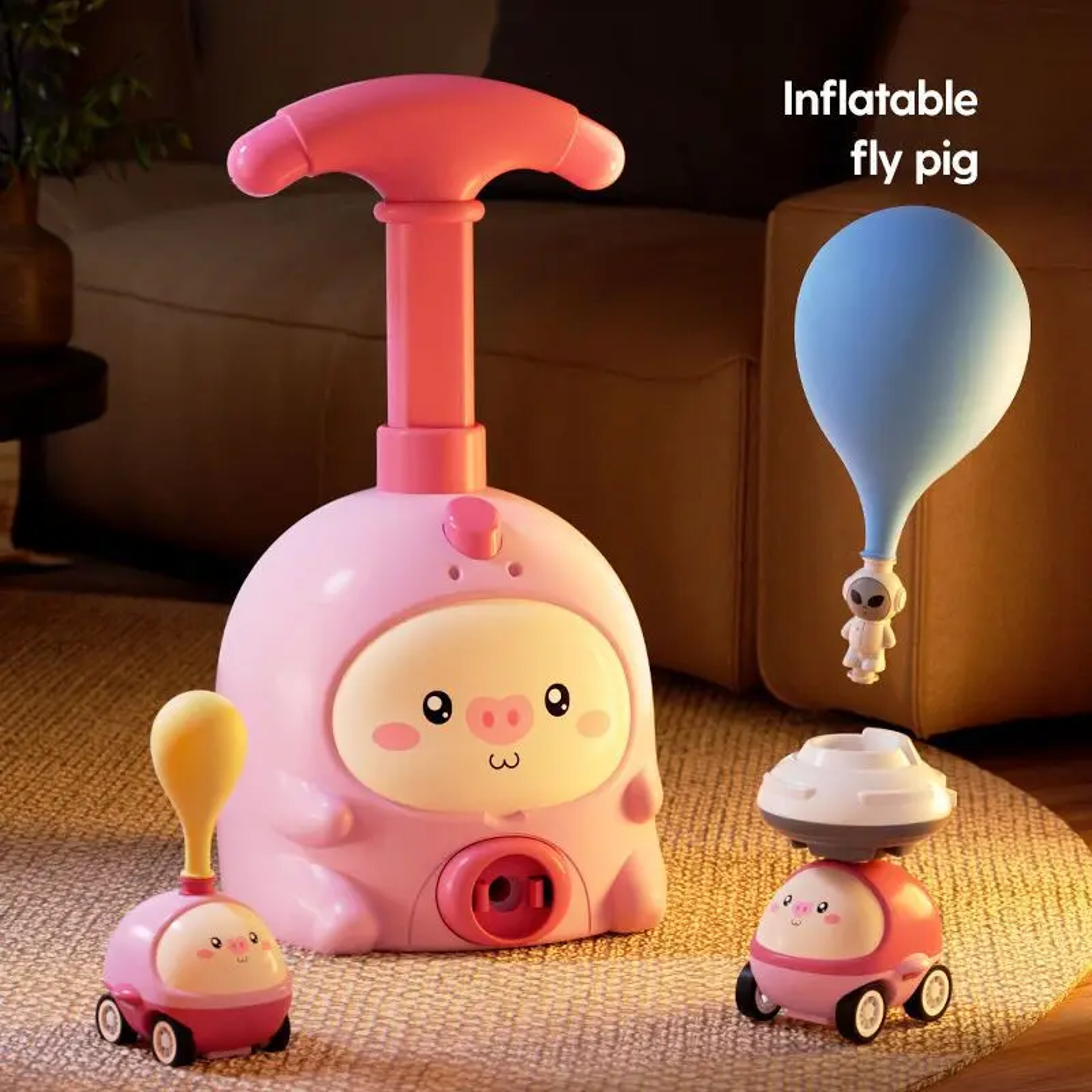 Educational Inertial Air Power Balloon Car Tower Kids Rocket Balloon Launcher Toys For Children 2