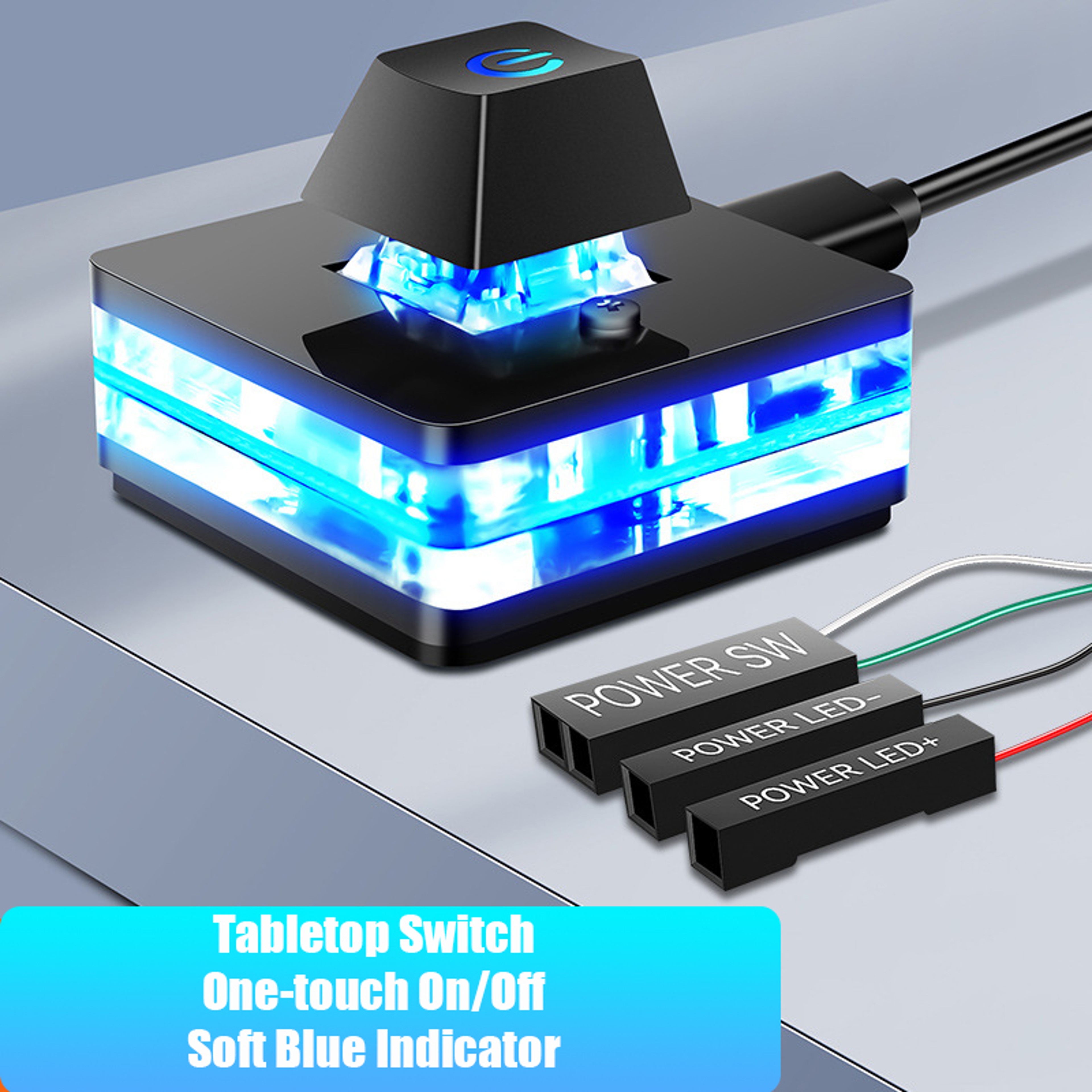 LED Lights Computer Power Switch External Start Power OnOff Button PC Motherboard Extension Cable F 3