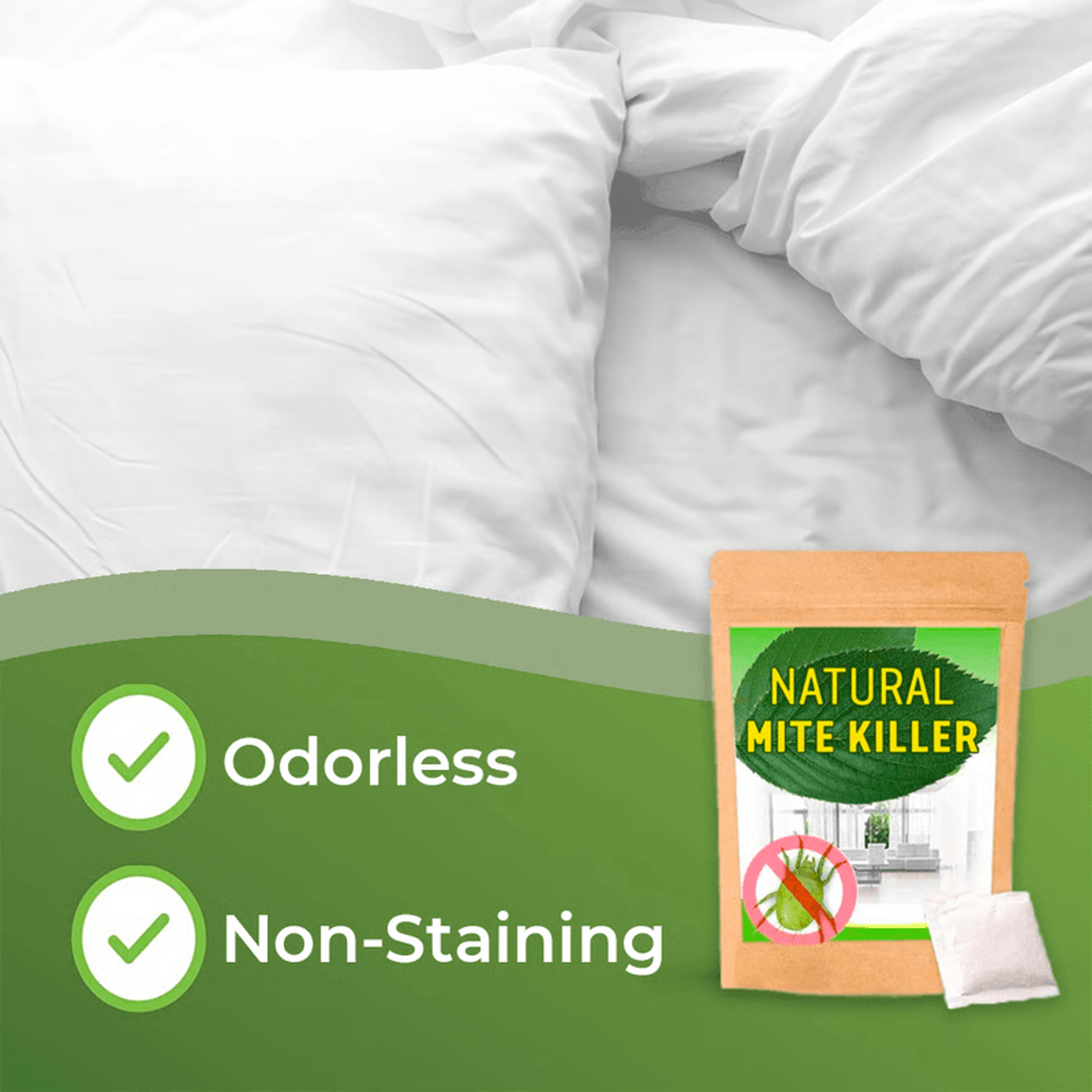 natural mite pads used under living room rug for dust mite control