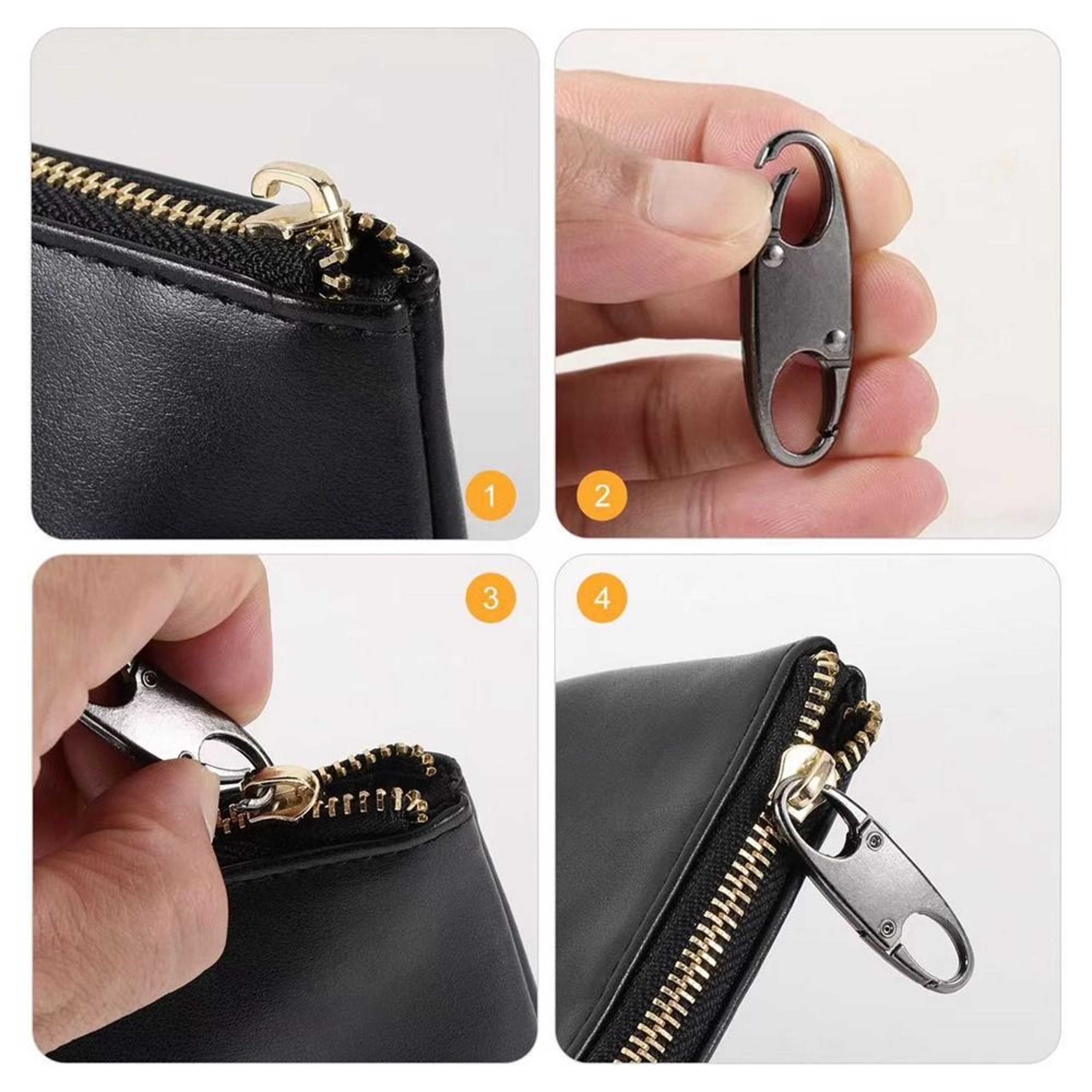 Portable Silver S-Shaped Zipper Lock Clip, Alloy Metal Carabiner, Mini Snap Hook for Luggage and Bags – view 4