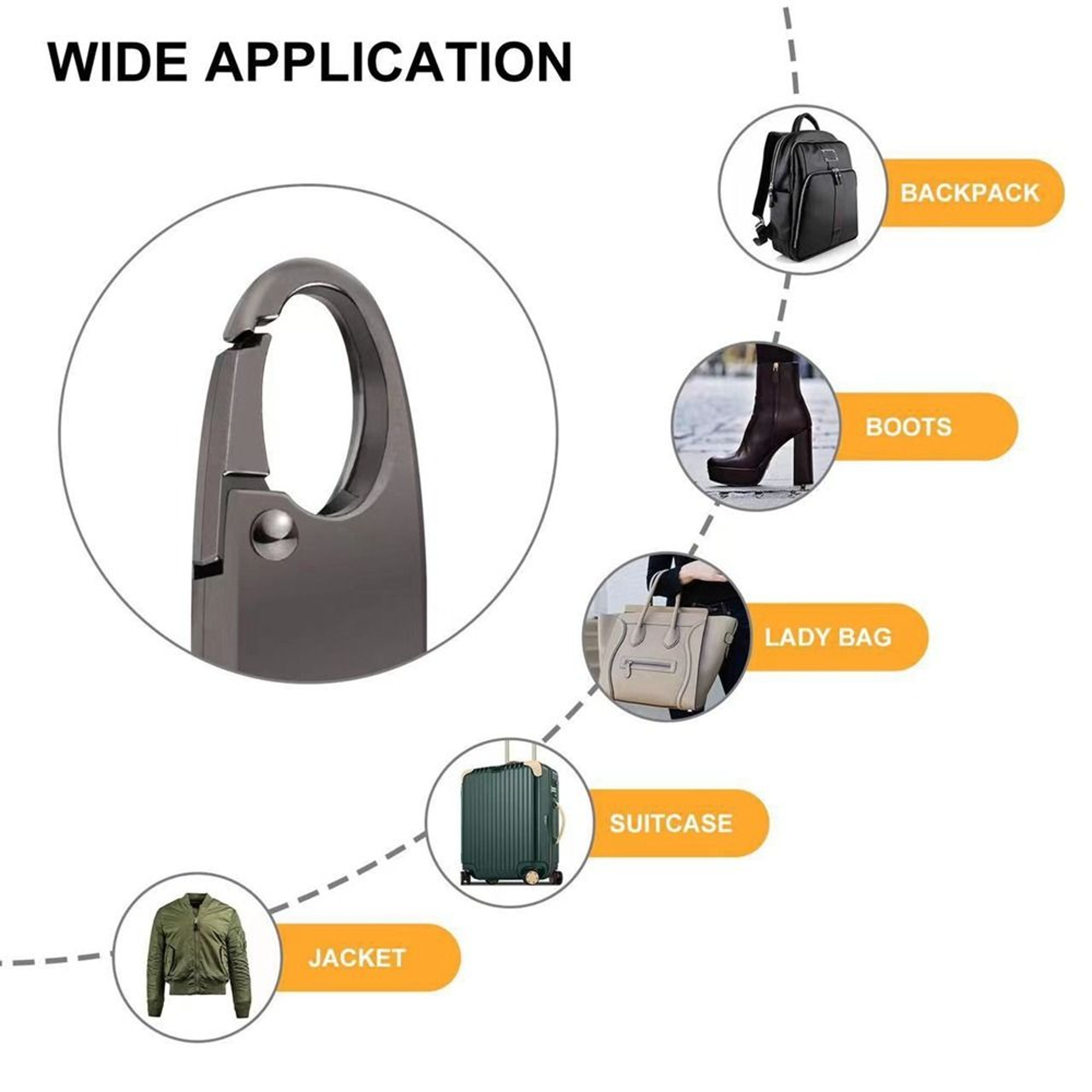 Portable Silver S-Shaped Zipper Lock Clip, Alloy Metal Carabiner, Mini Snap Hook for Luggage and Bags – view 5