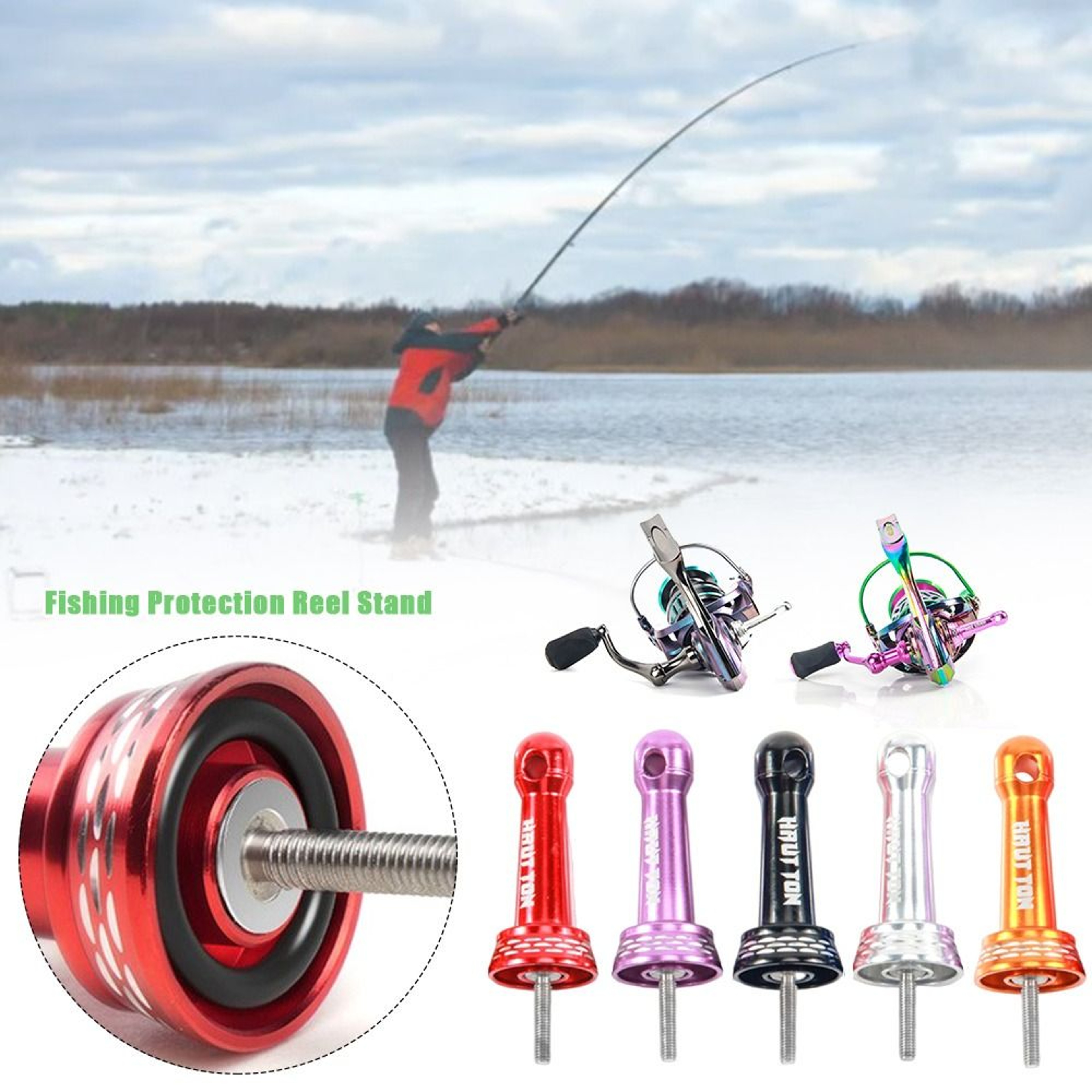 Fishing Wheel Stabilizer Bar Nut Cap, Spinning Wheels Collision Avoidance Stand Metal Parts – view 2
