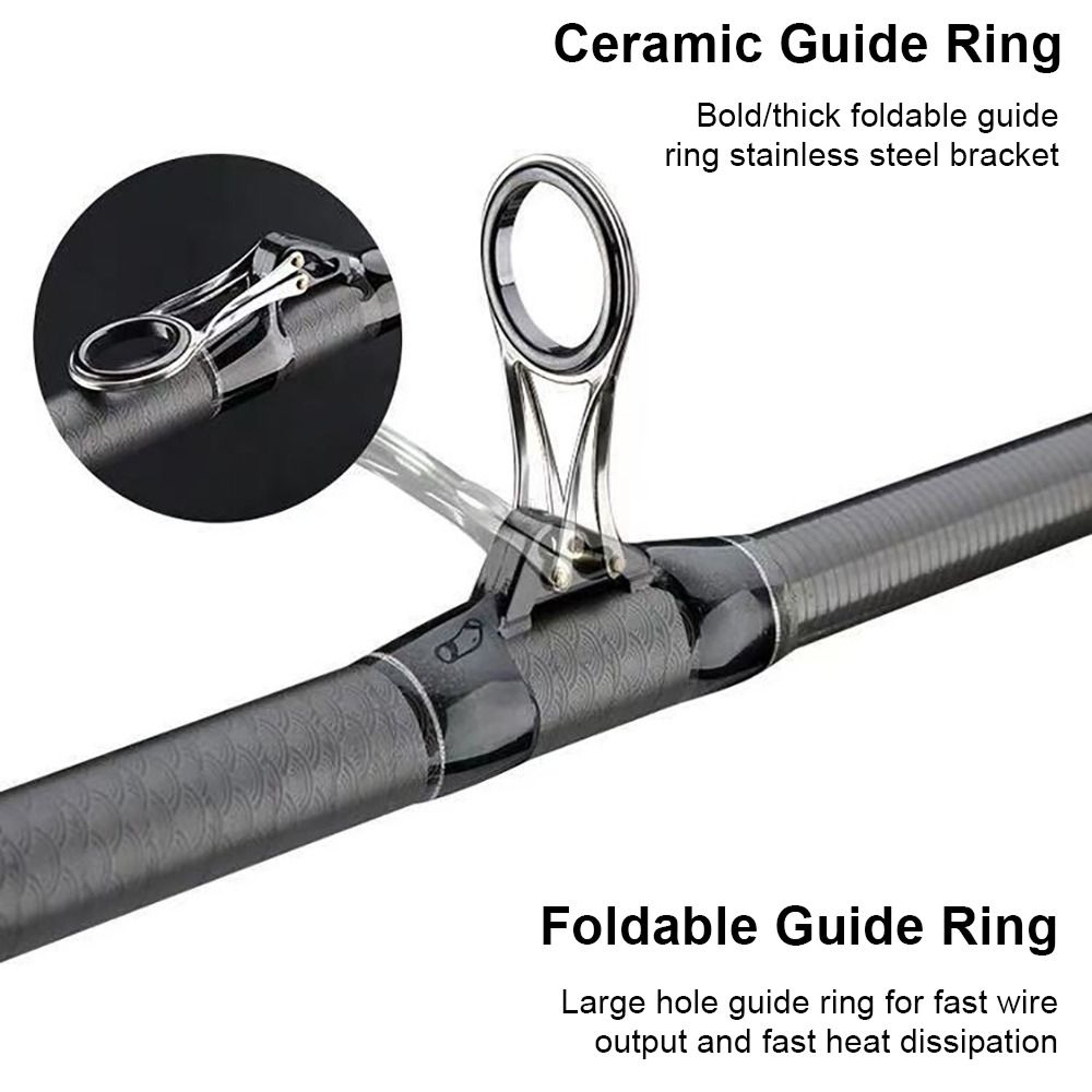 Wearproof Guide Ring for Fishing, Telescopic Folding Fishing Rod Pole Line Guide Stainless Steel – view 6