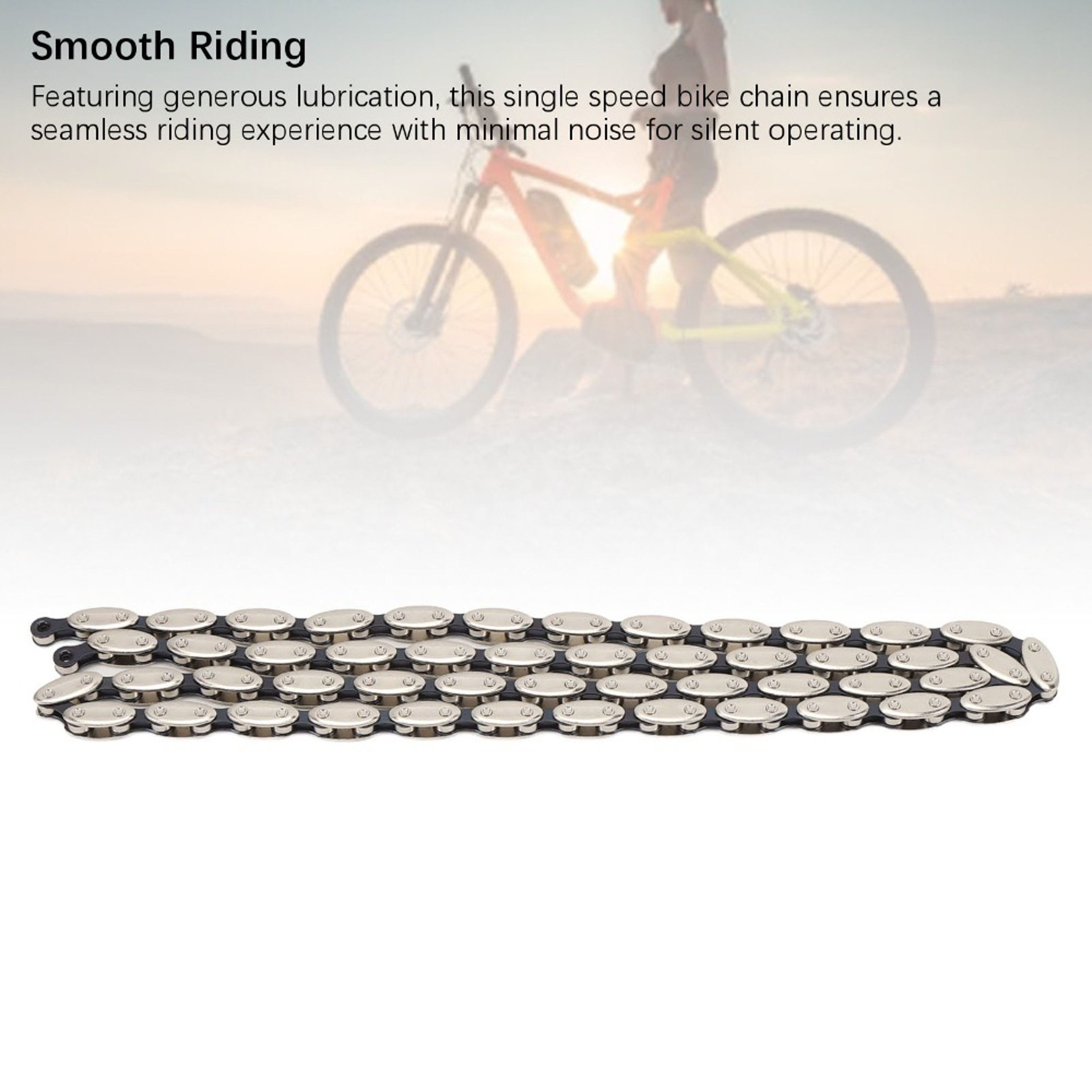 Fixed Gear Chain Manganese Steel with Buckle, Single Speed Bike Chain Silver Olive – view 2
