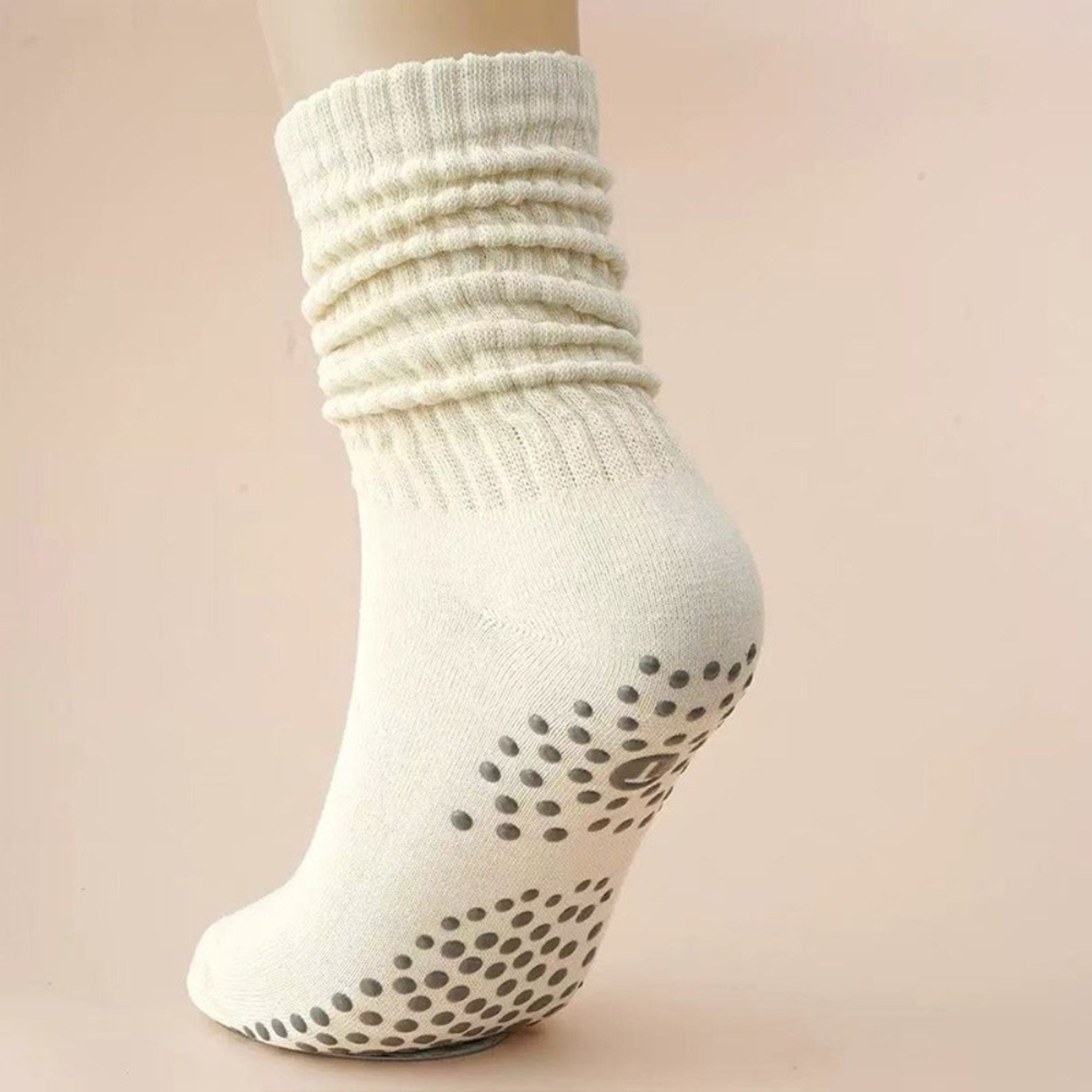 Breathable Pilates Socks Women Anti Slip Silicone Long Tube Yoga Fitness Socks with Double Bar Design – view 12