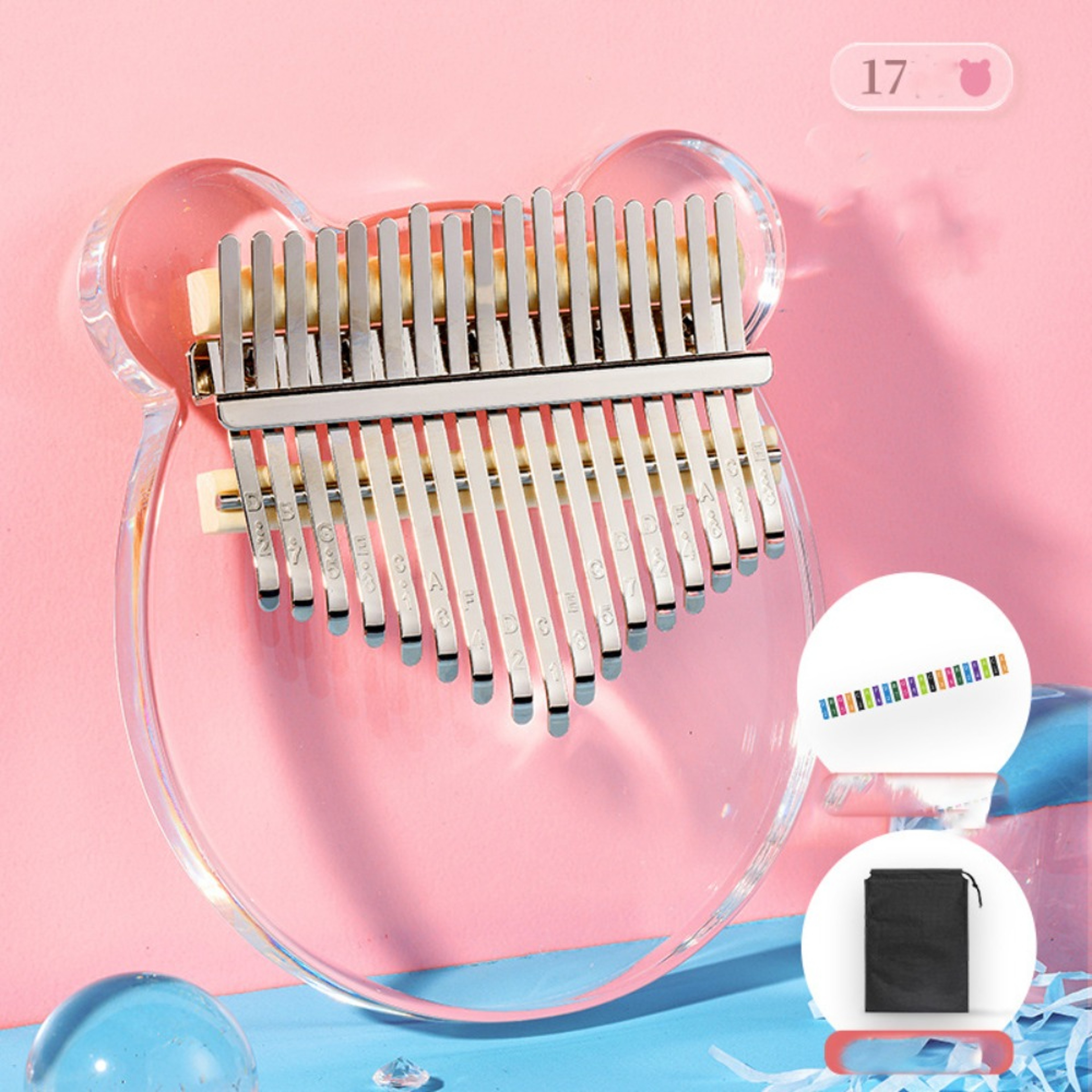Flower Acrylic Crystal Kalimba Thumb Piano, Transparent Pentacle Thumb Pianos for Beginners – view 9