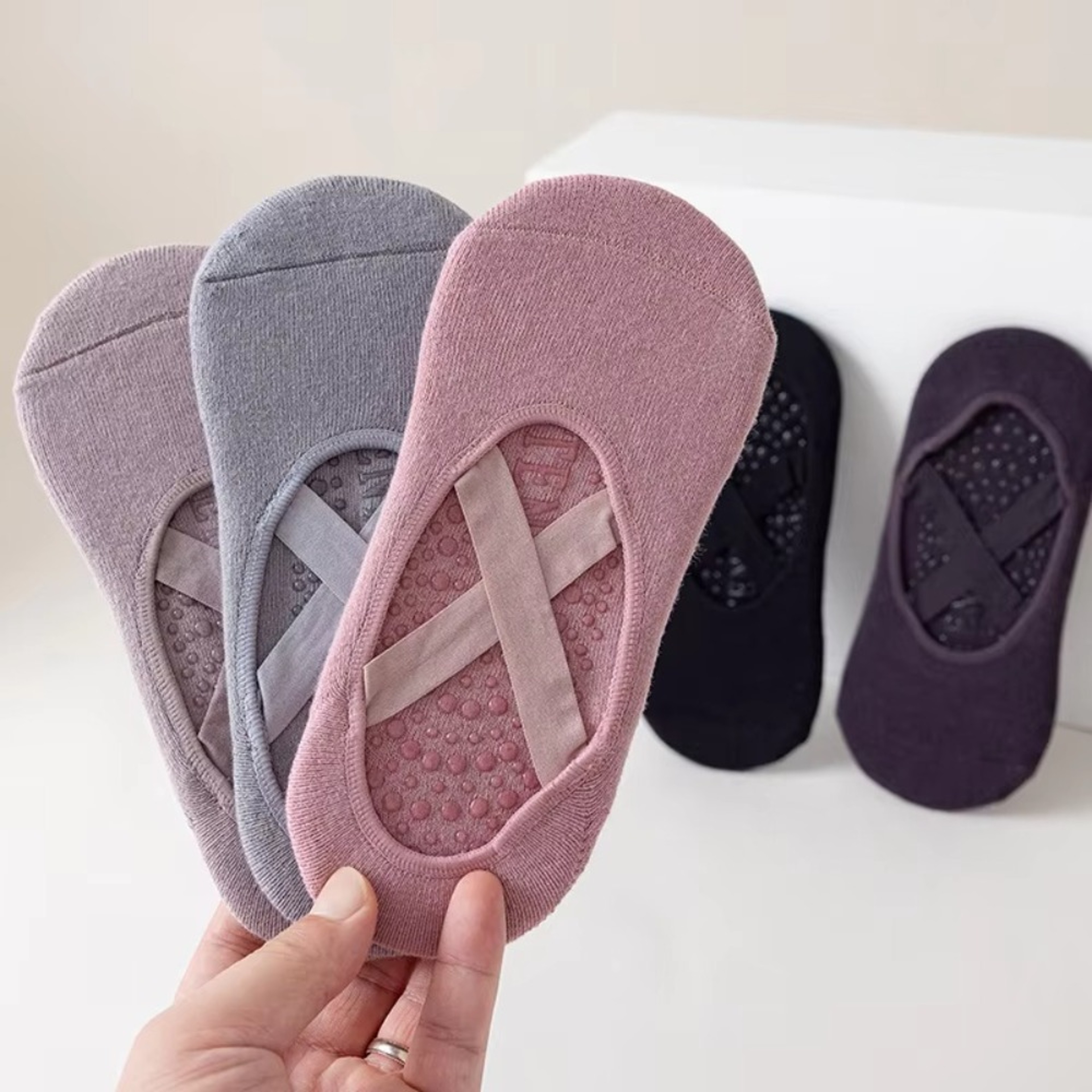 Cotton Yoga Socks for Women, Soft Breathable Anti-slip Pilates Socks, Backless Workout Socks – view 2