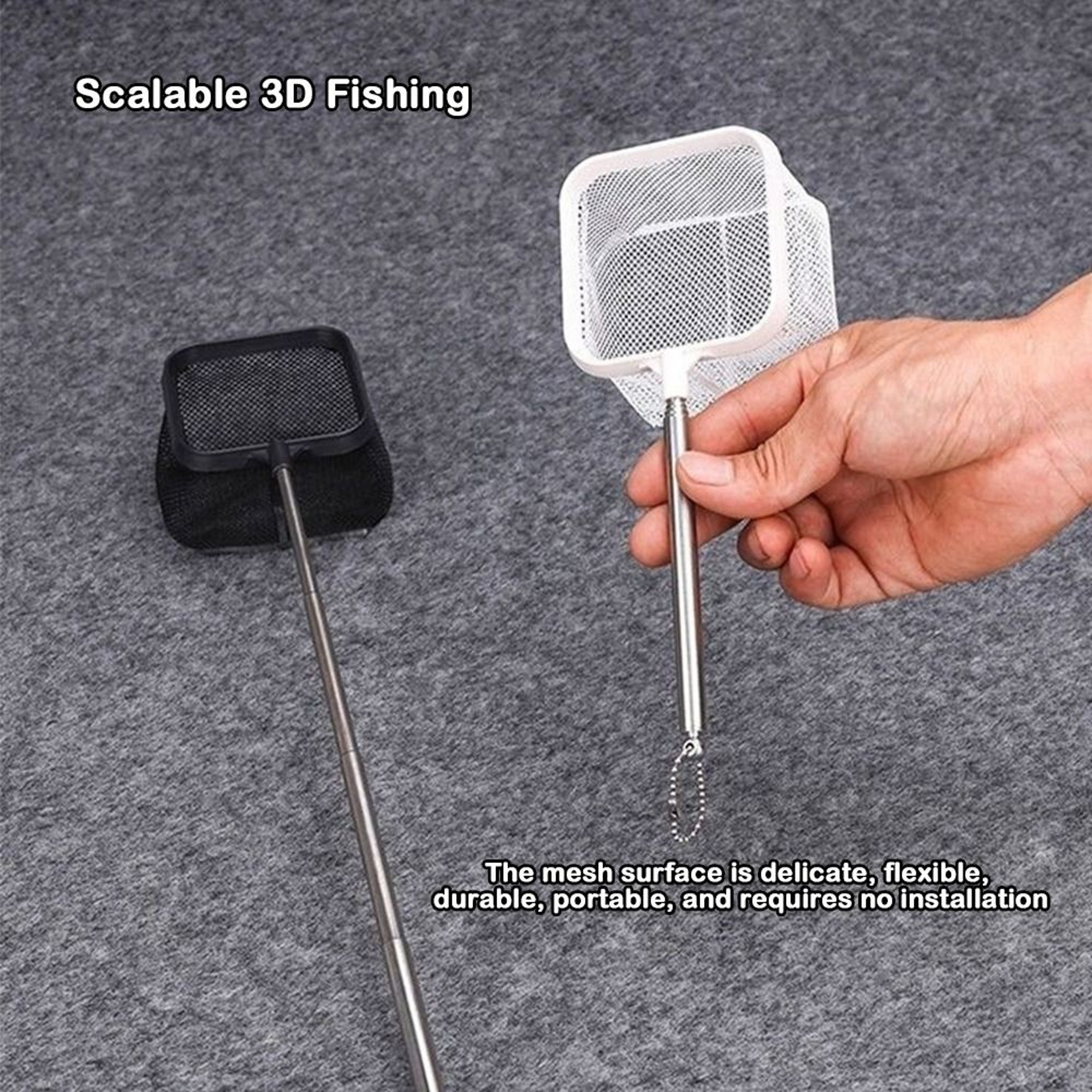 Telescopic Shrimp Net, Long Handle Goldfish Net, White Extendable Fish Nets – view 2