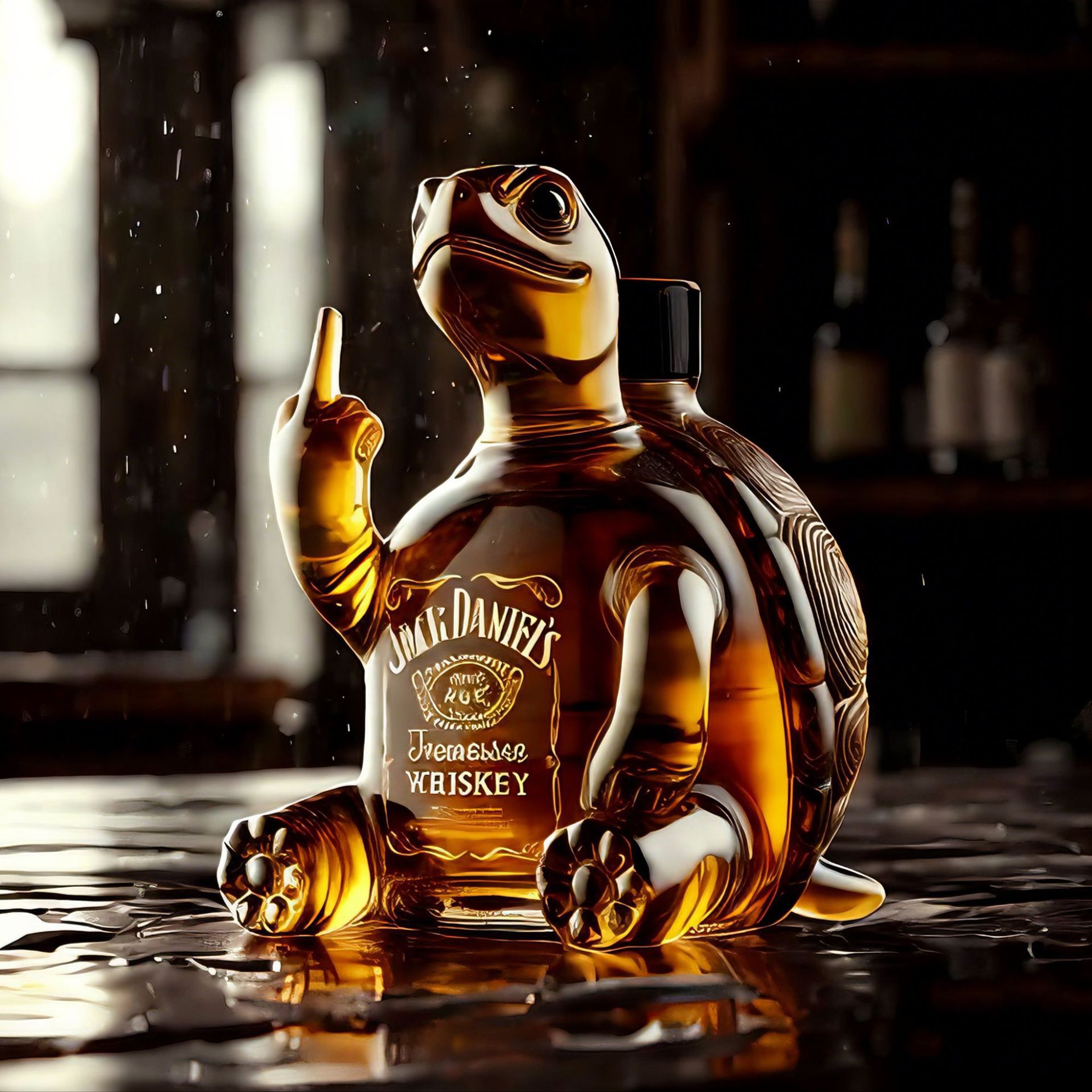 Middle Finger Whiskey Glass Decanter, Duck Turtle Dog, Glass Whiskey Bottle Statue Decoration for Home Bar Office – view 3