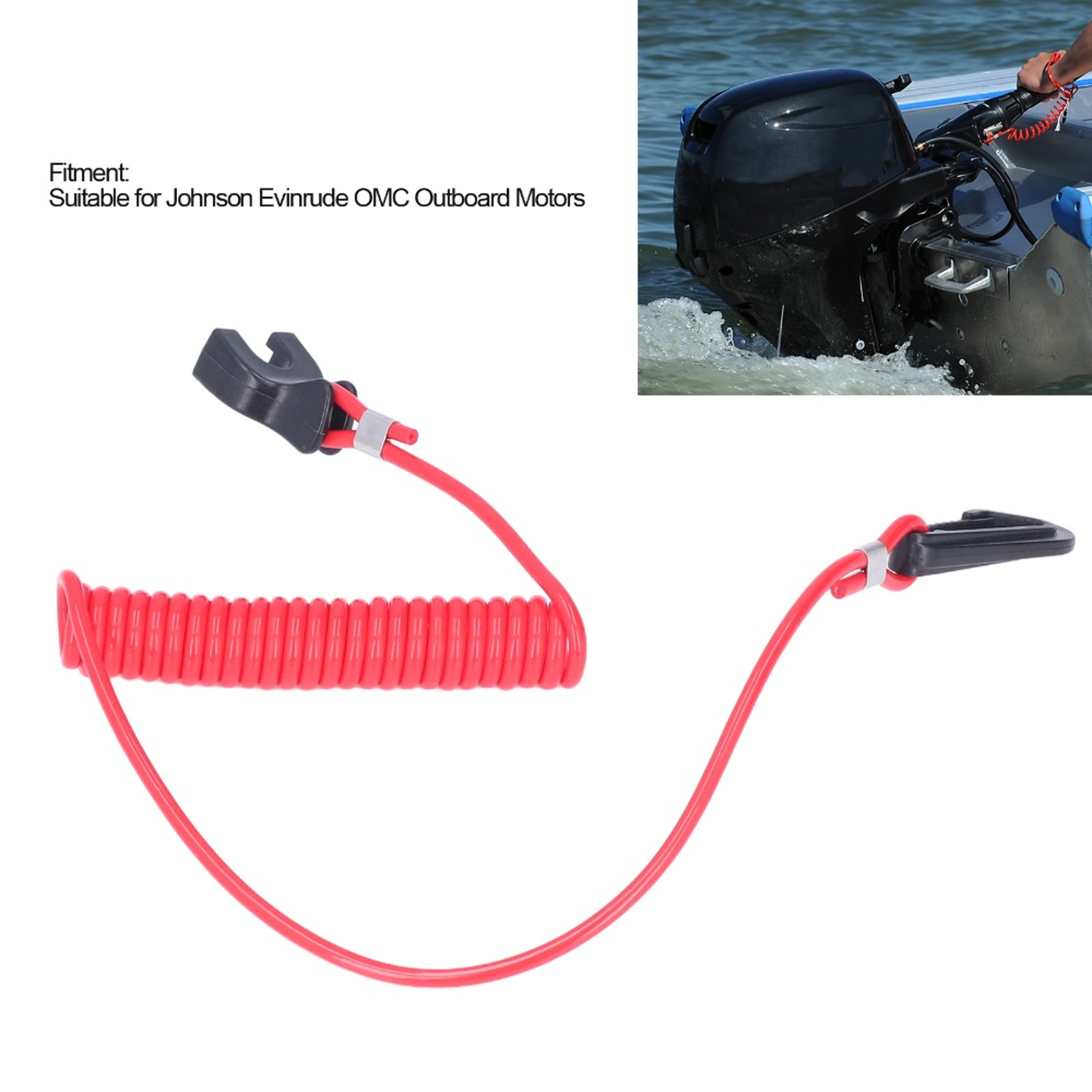 Red Safety Lanyard Engine Kill Switch, Safety Device Emergency Stop for Johnson Evinrude Marine – view 6