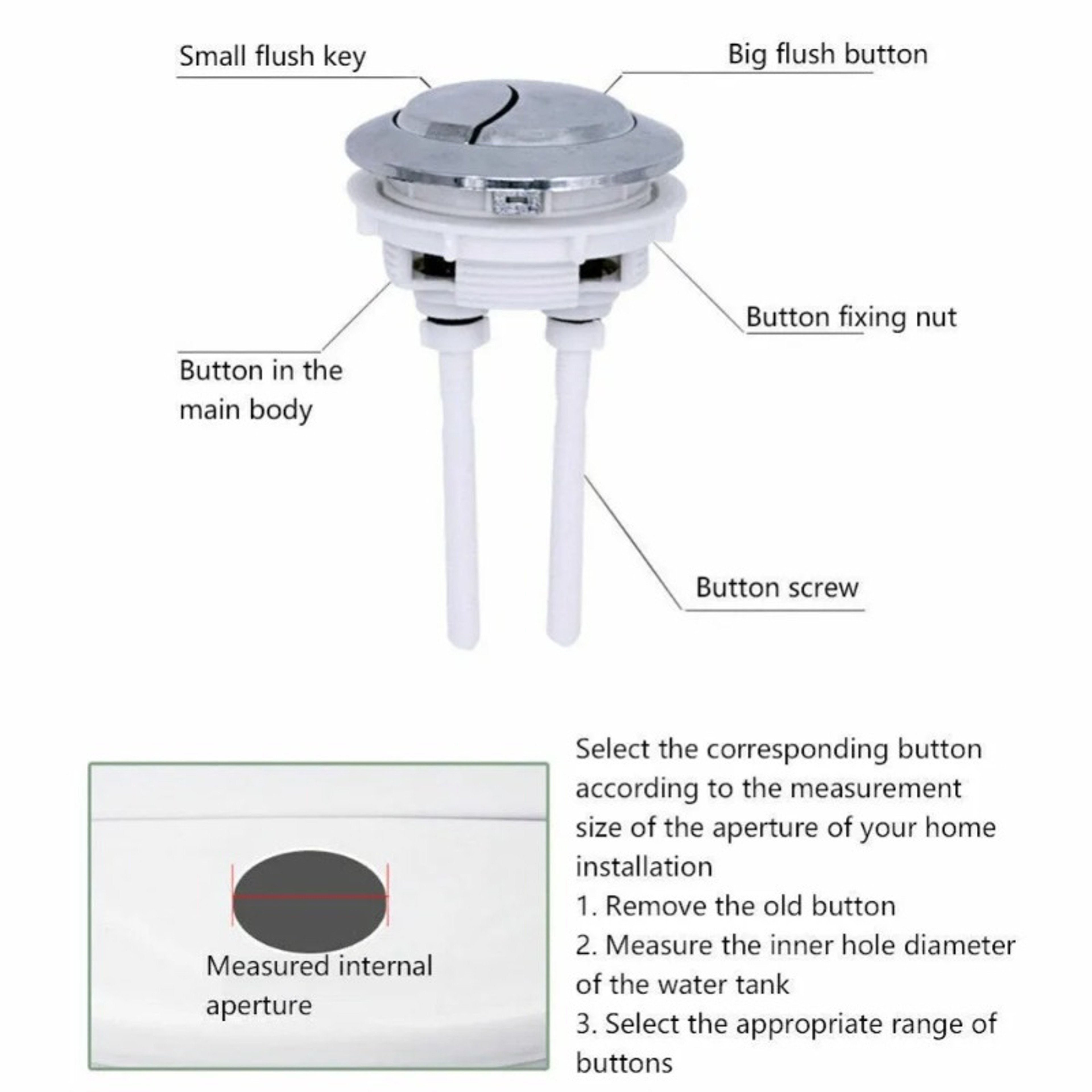Adjustable Flush Switch Part Seat, Toilet Cistern Button Replacement for Squat Drain – view 5