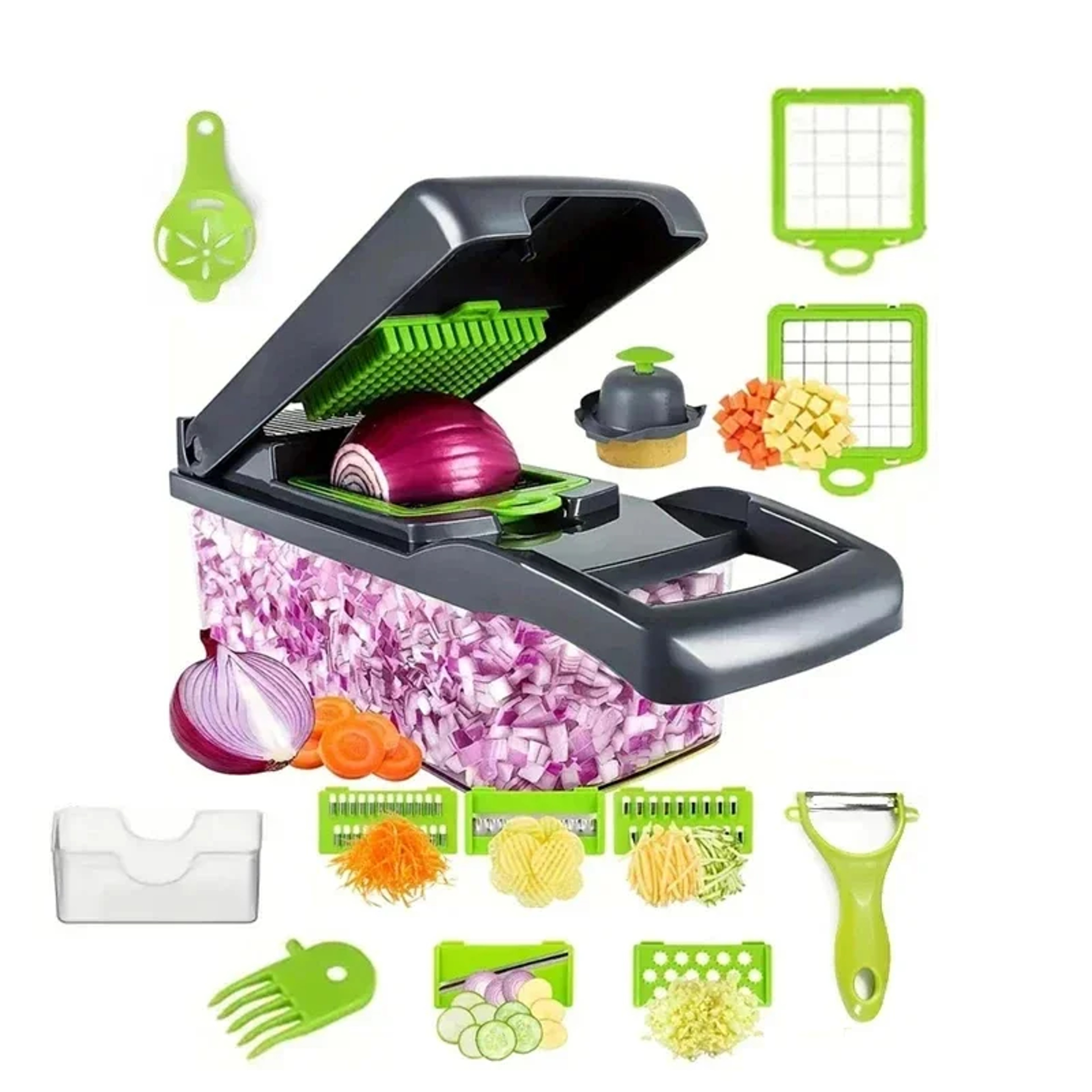 Food Chopper Kitchen Vegetable Slicer, Multifunctional Onion Chopper Handle, Dicer – view 6