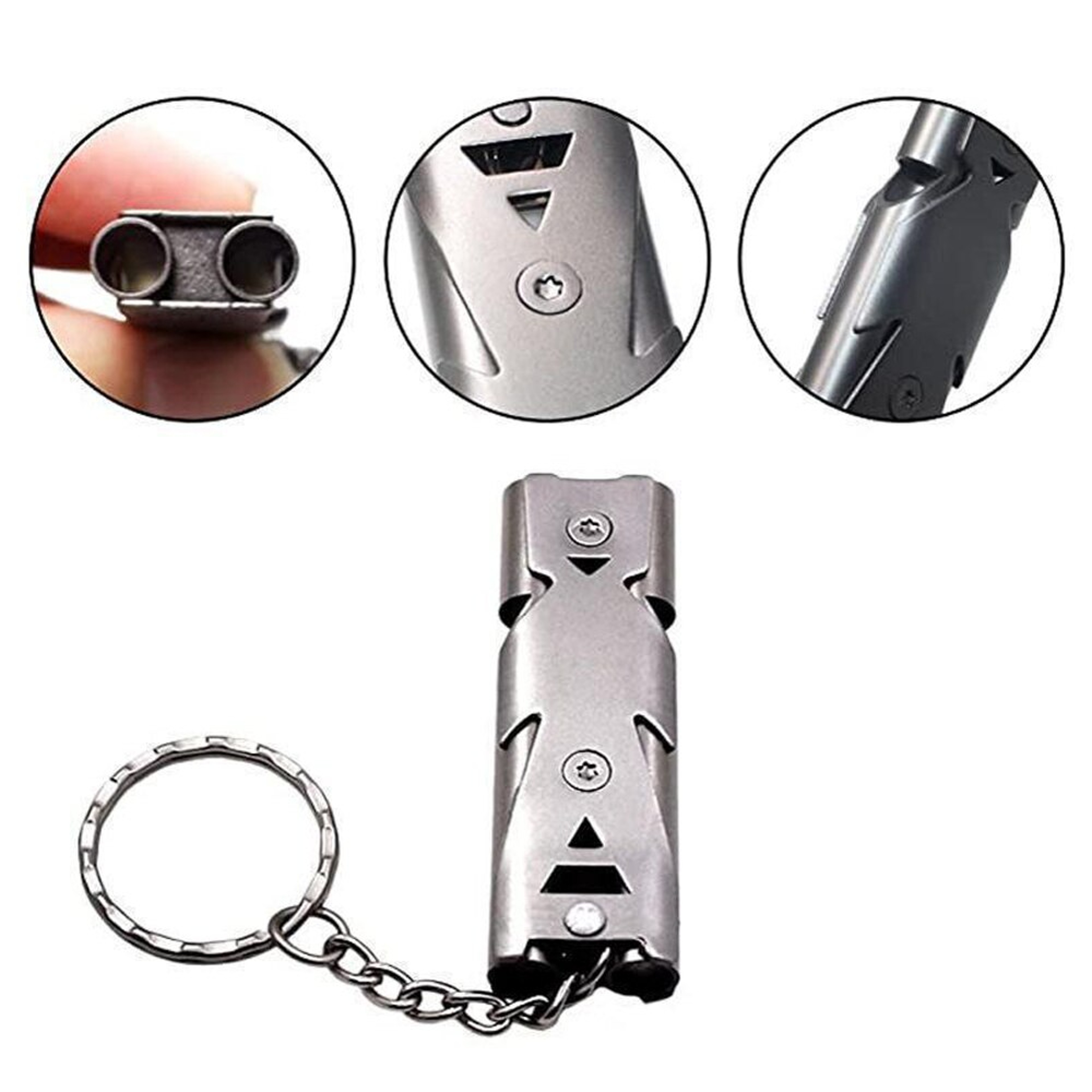 Double Pipe Whistle Pendant Keychain  High Decibel Portable Outdoor Survival Tool For Emergencies 2
