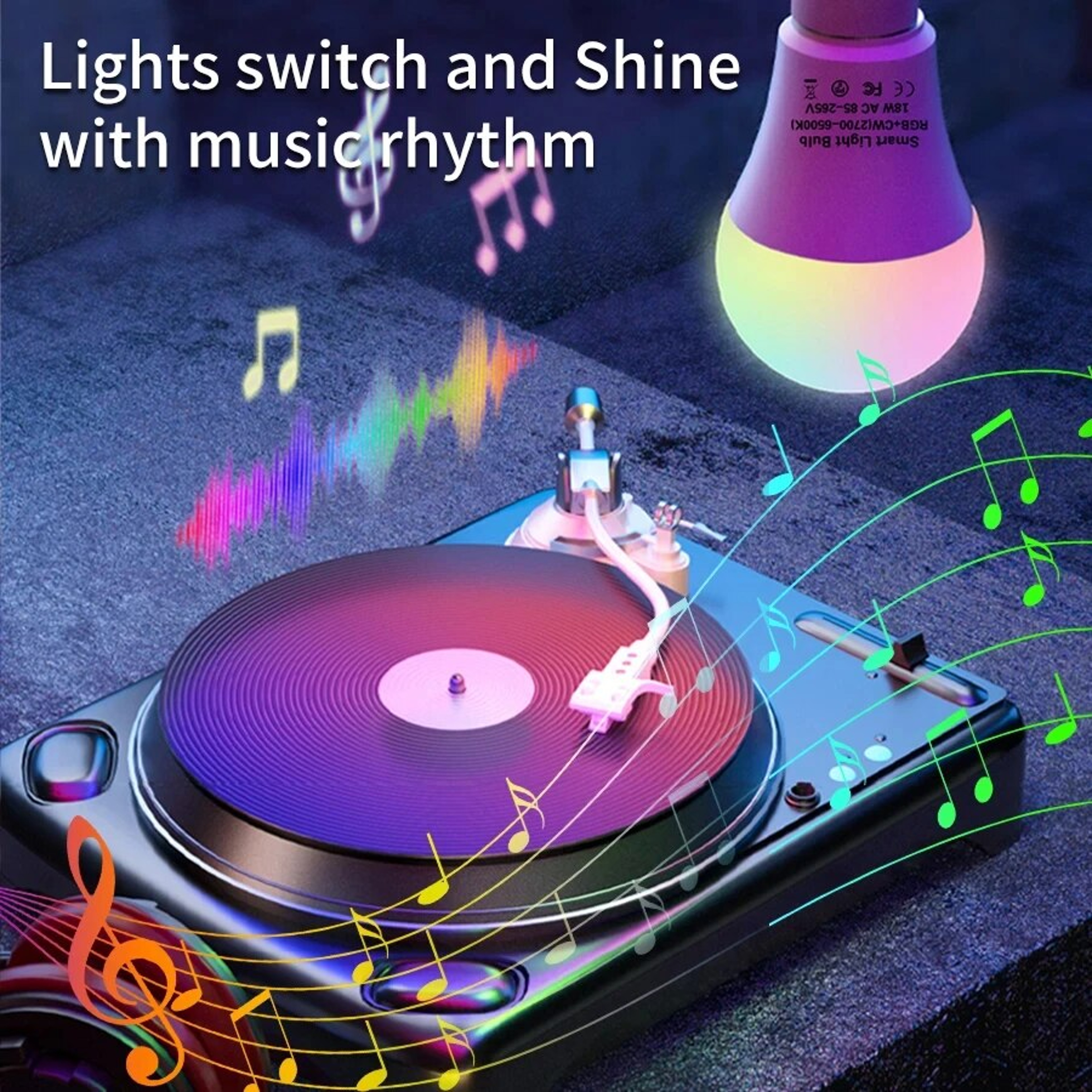 Smart RGB LED Bulb  with Bluetooth Control  Dimmable for Home Bedroom & Party – view 3