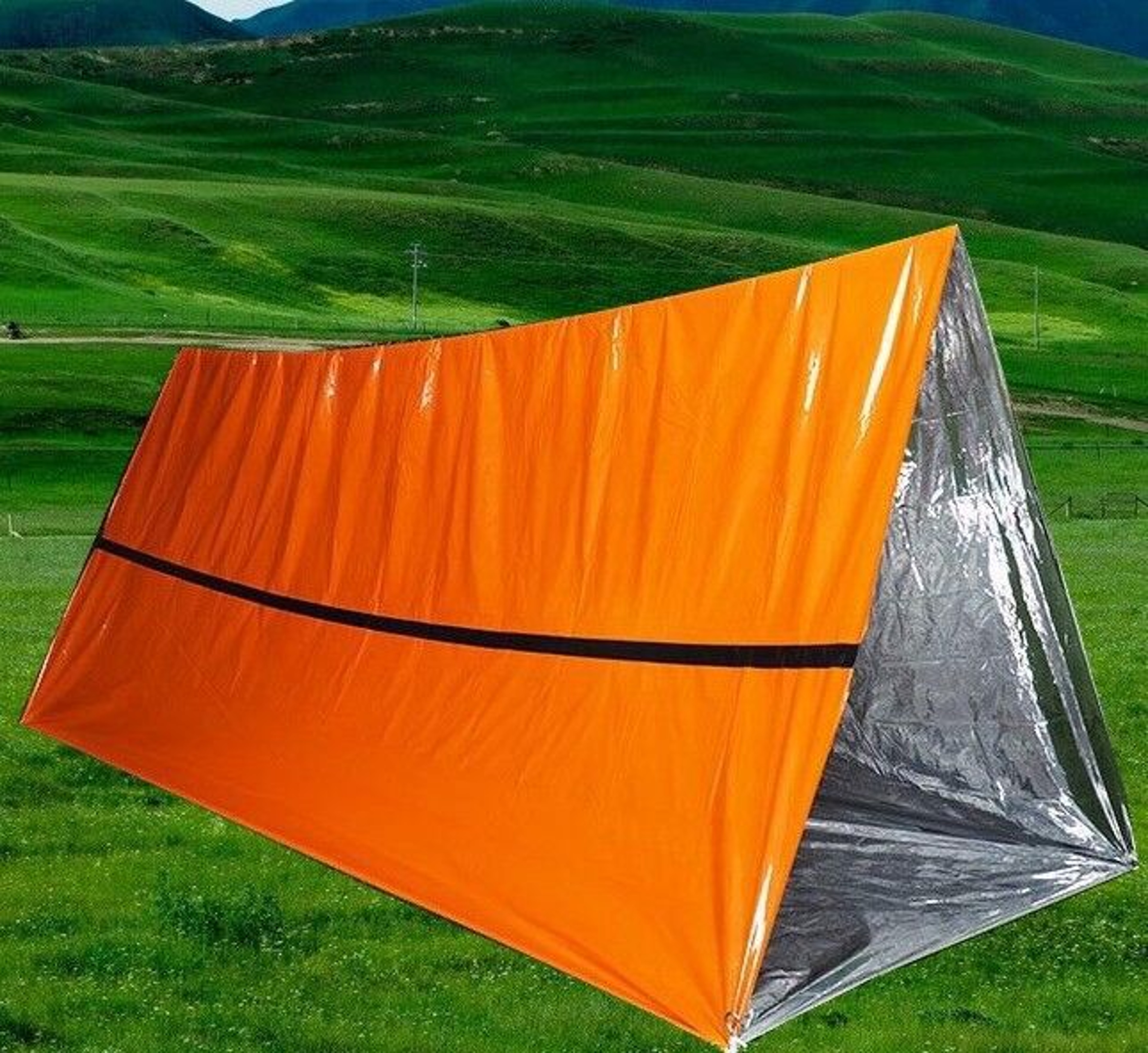 Emergency Shelter Bivy Tent Kit  Waterproof Mylar Tube Tent Thermal Blanket  Sleeping Bag For Survi 3