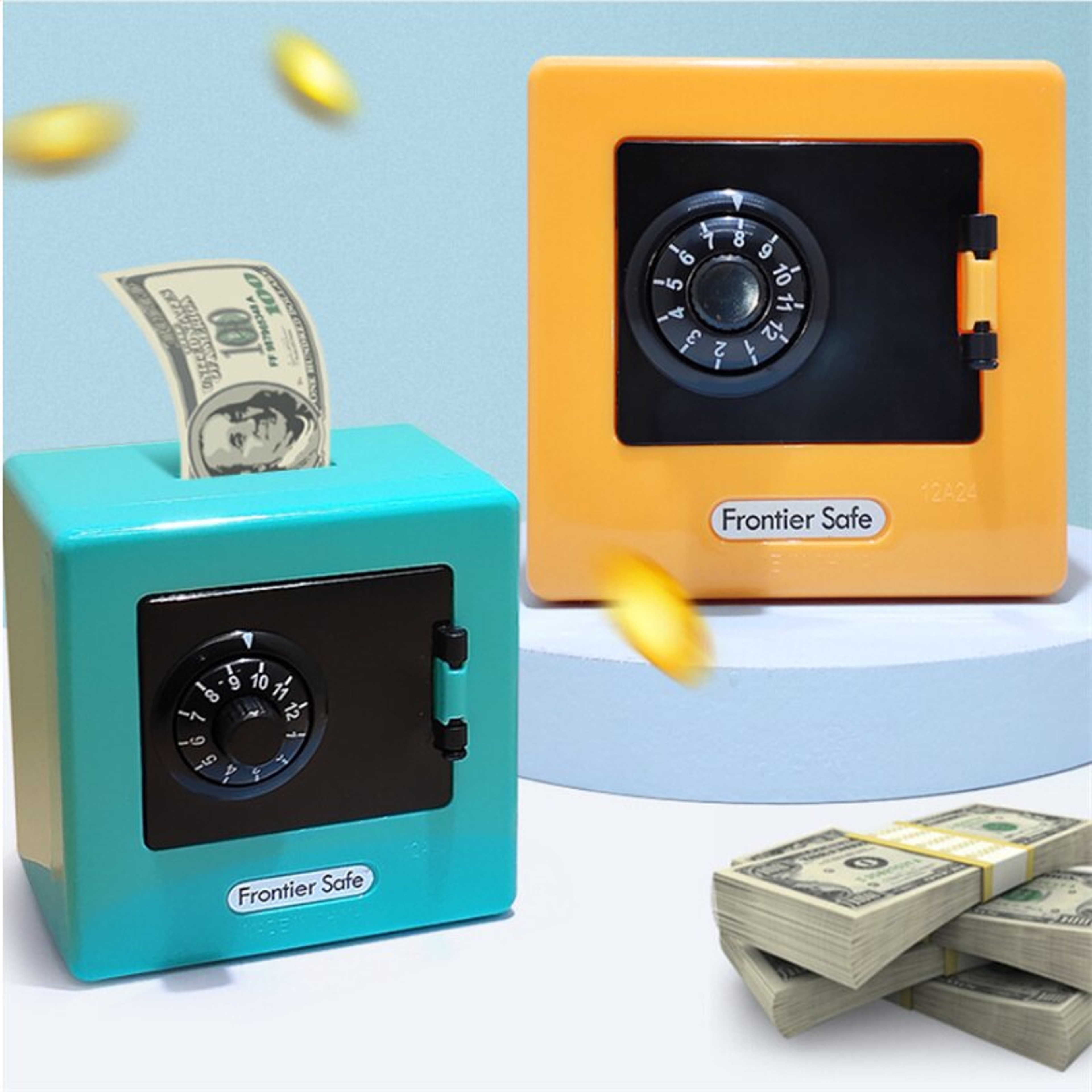 Mini ATM Bank Saving Box  Retro ATM Rotating Password Coin  Banknote Deposit Box For Kids Christmas 0