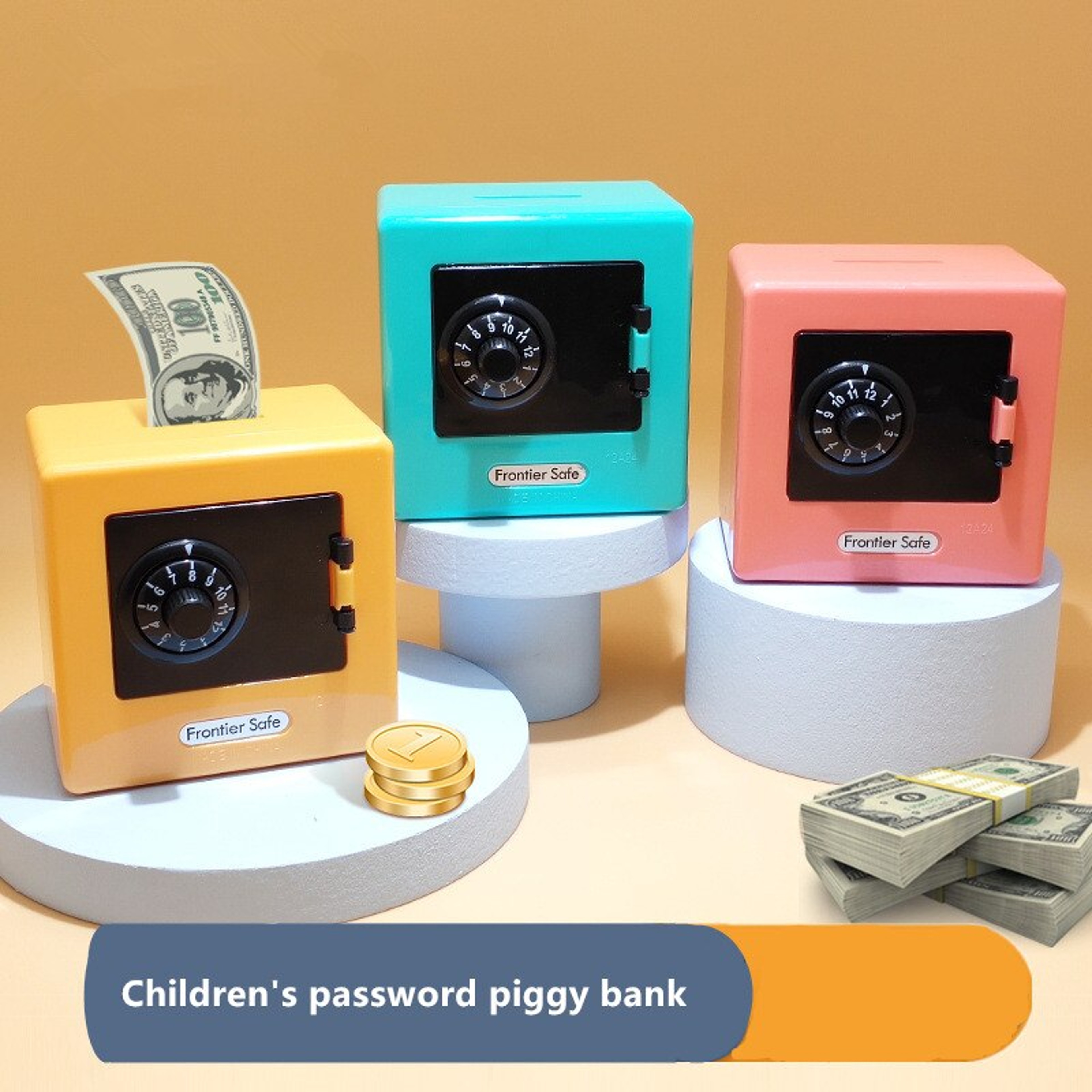 Mini ATM Bank Saving Box  Retro ATM Rotating Password Coin  Banknote Deposit Box For Kids Christmas 1