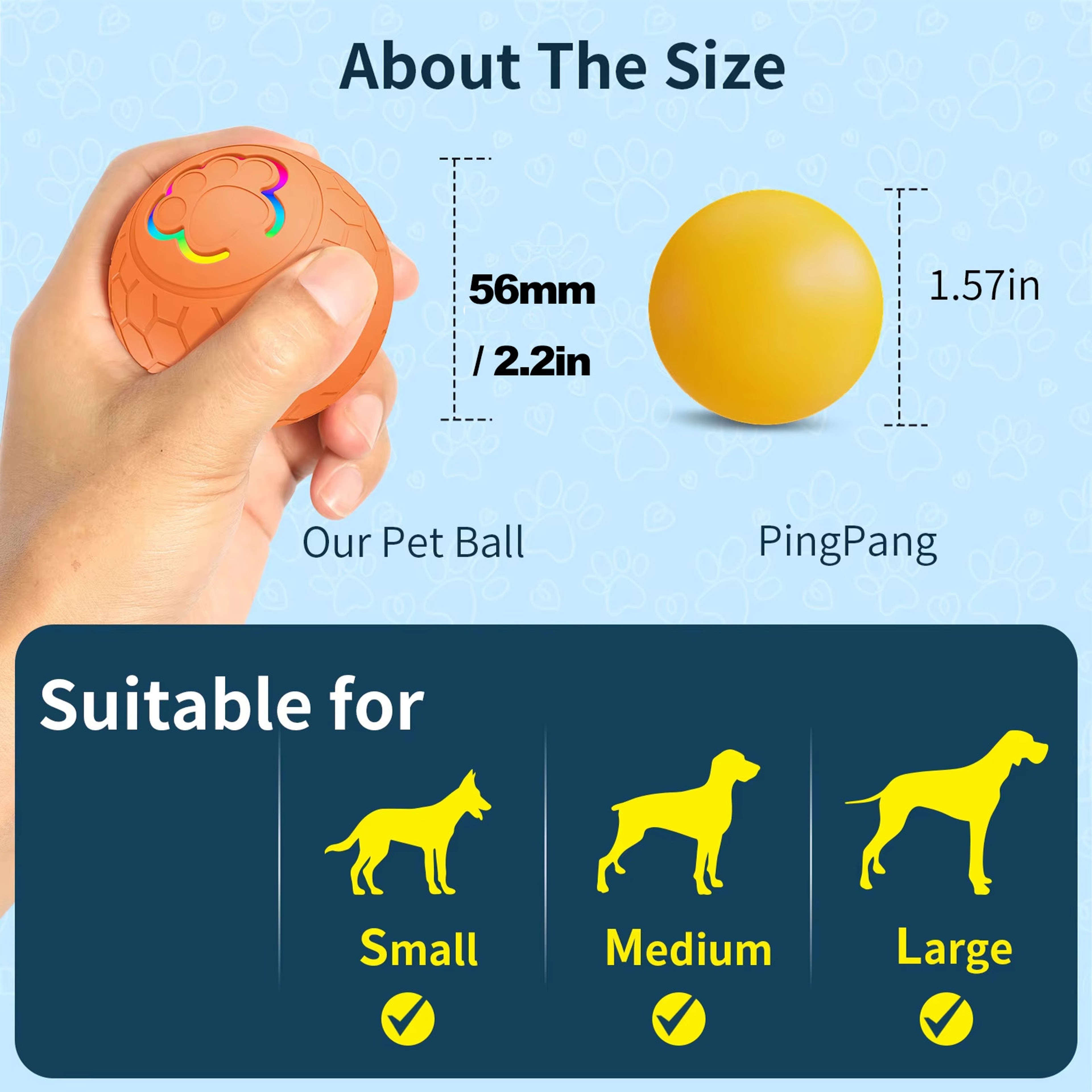 Smart Interactive Dog Toy Ball USB Rechargeable Automatic Rolling Pet Toy With RGB Lights For Activ 5