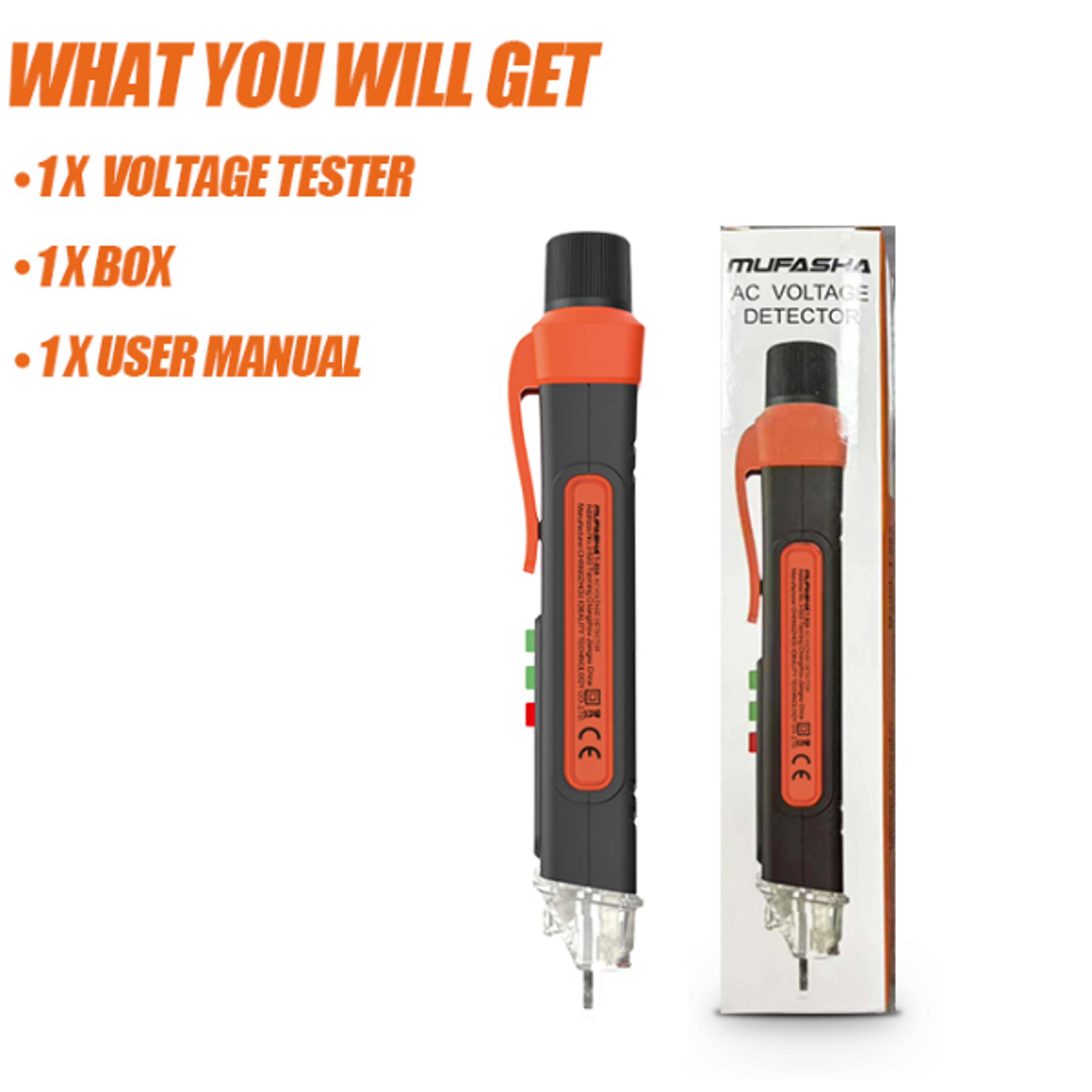 MUFASHA NonContact Voltage Detector Electrical Pen AC Voltage Tester Smart Breakpoint Finder 12100
