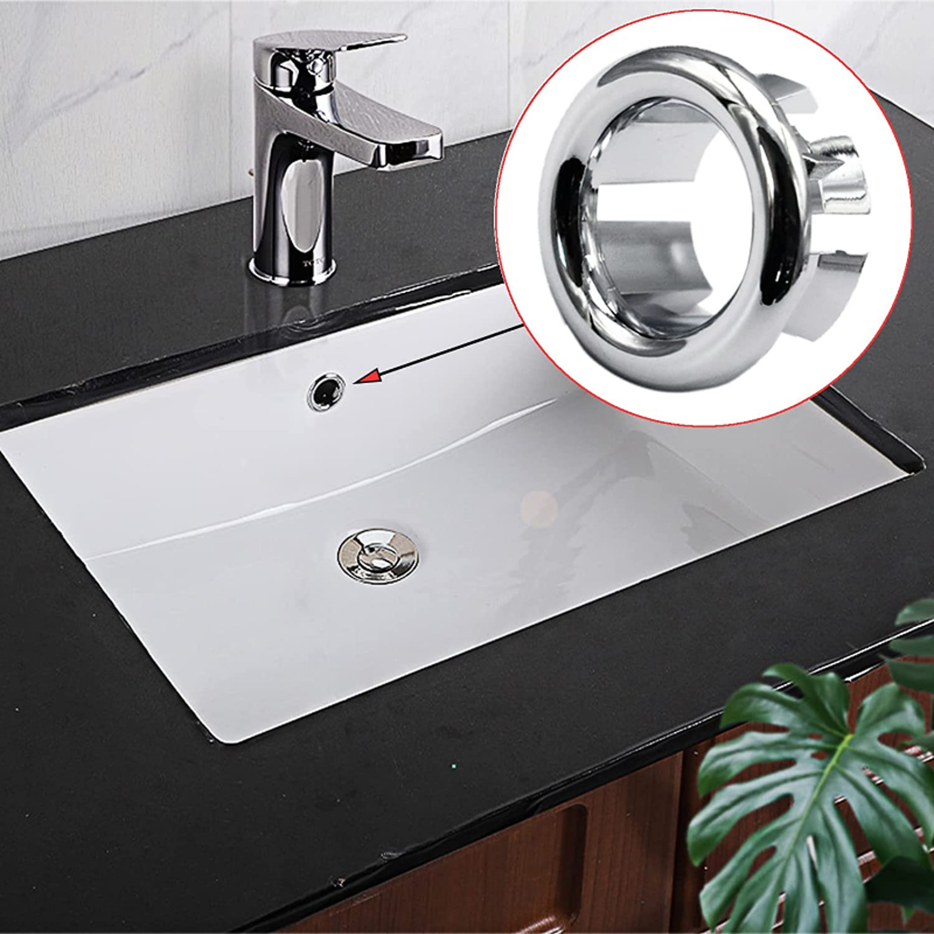 Plastic Sink Overflow Cover for Kitchen & Bathroom Basins Durable Round Drain Cap – view 4