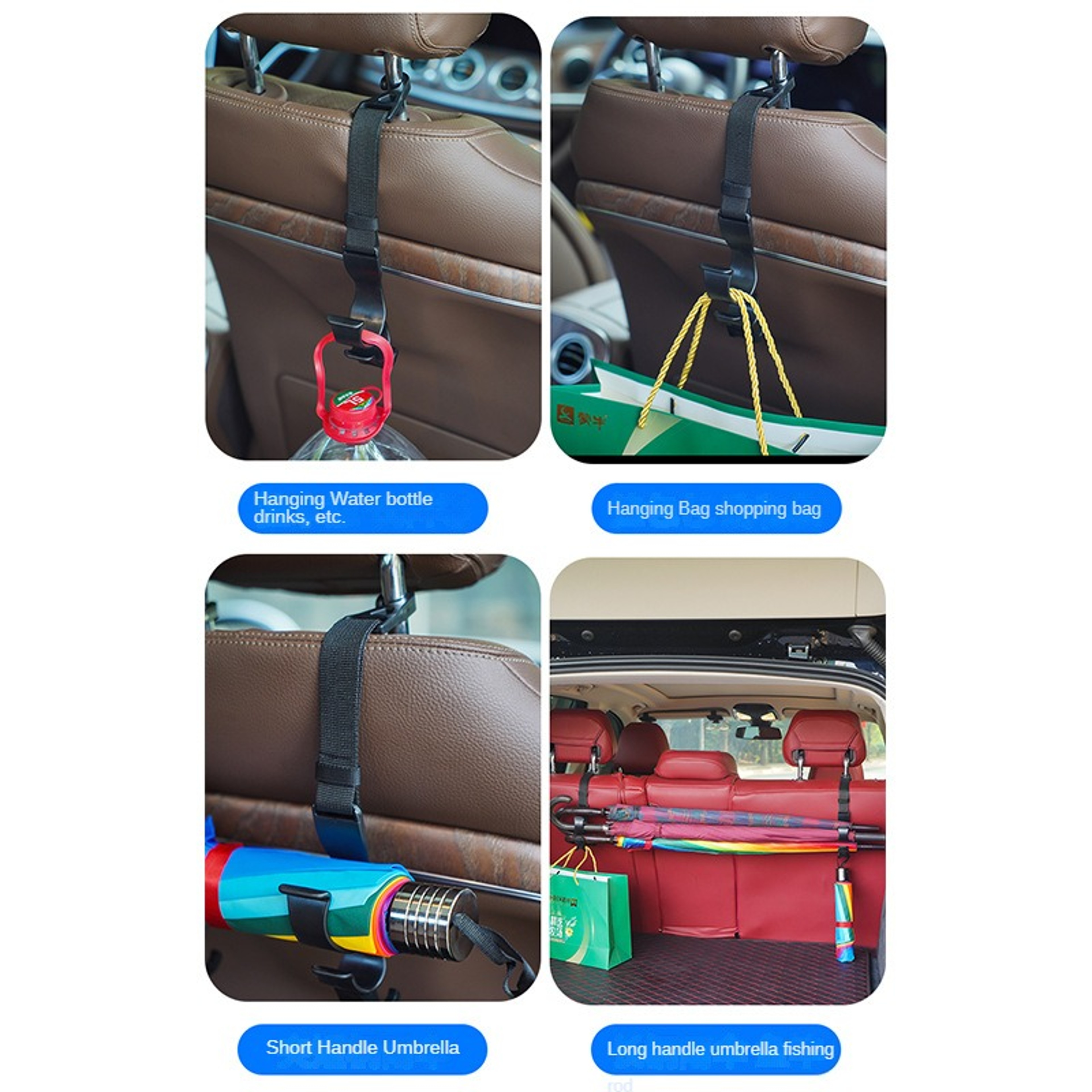 Car Back Seat Hook Multi-functional Umbrella Holder & Storage Hook for Rear Seat Headrest – view 4