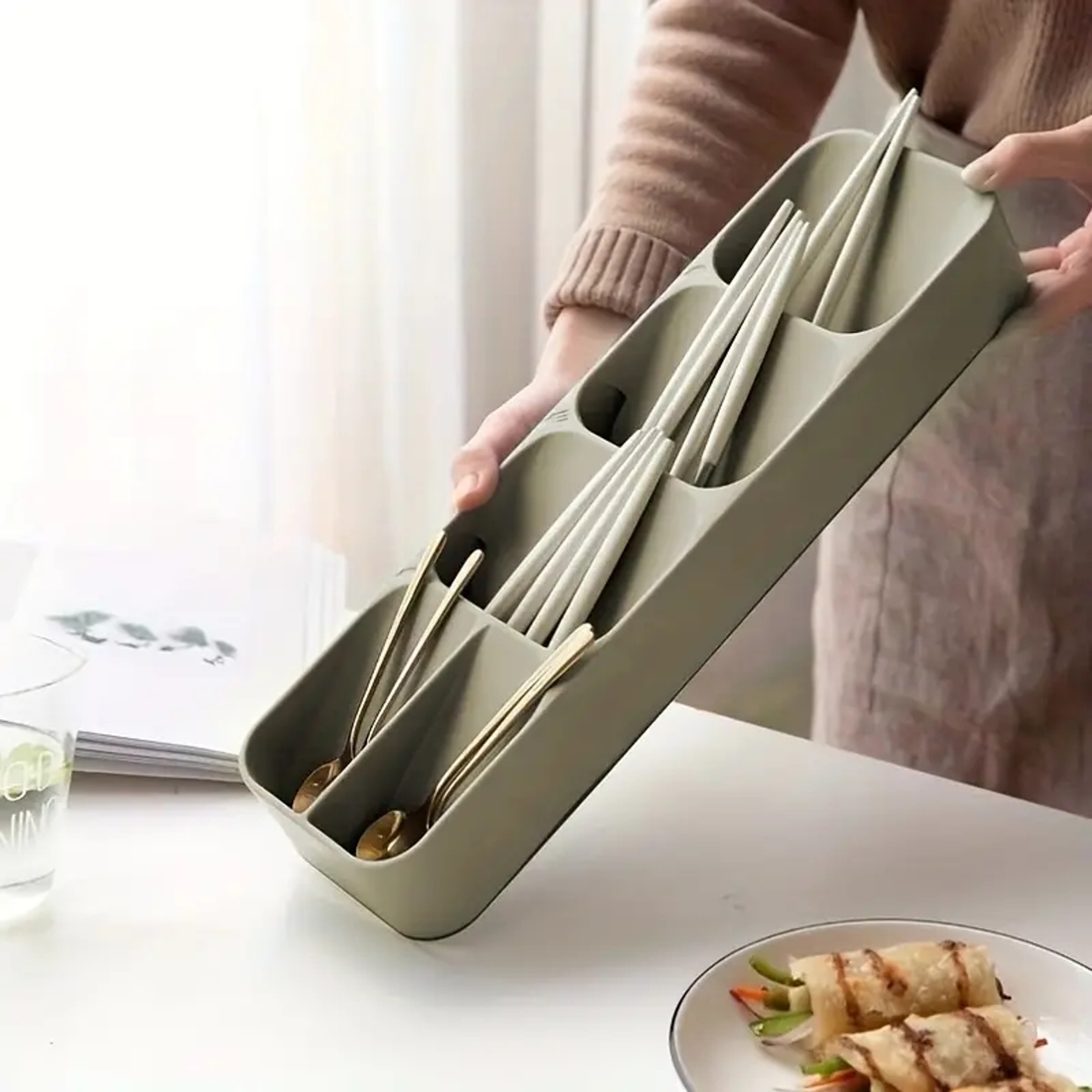 Multipurpose Cutlery Storage Tray  Compartmentalized Organizer For Kitchen Drawers 2