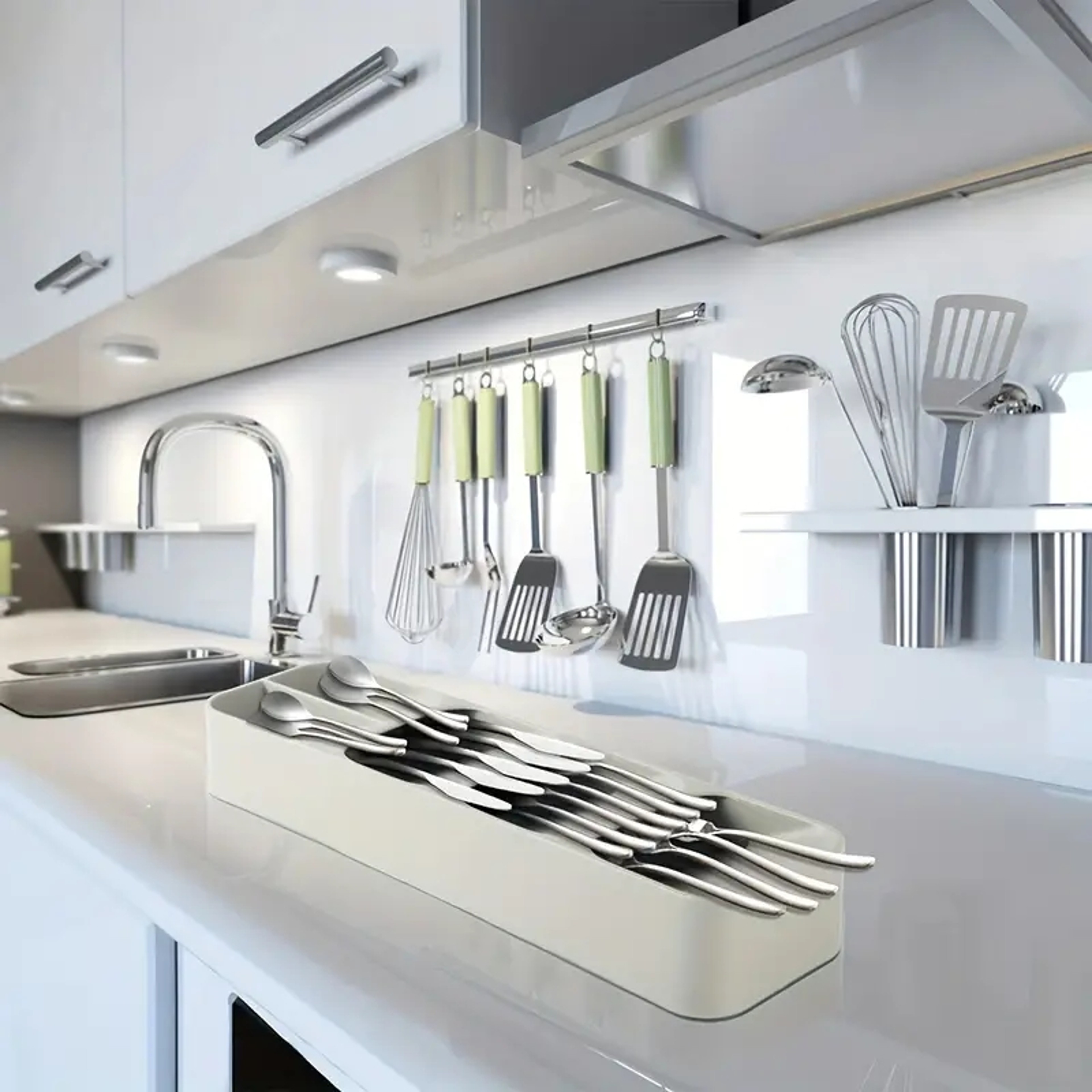 Multipurpose Cutlery Storage Tray  Compartmentalized Organizer For Kitchen Drawers 5