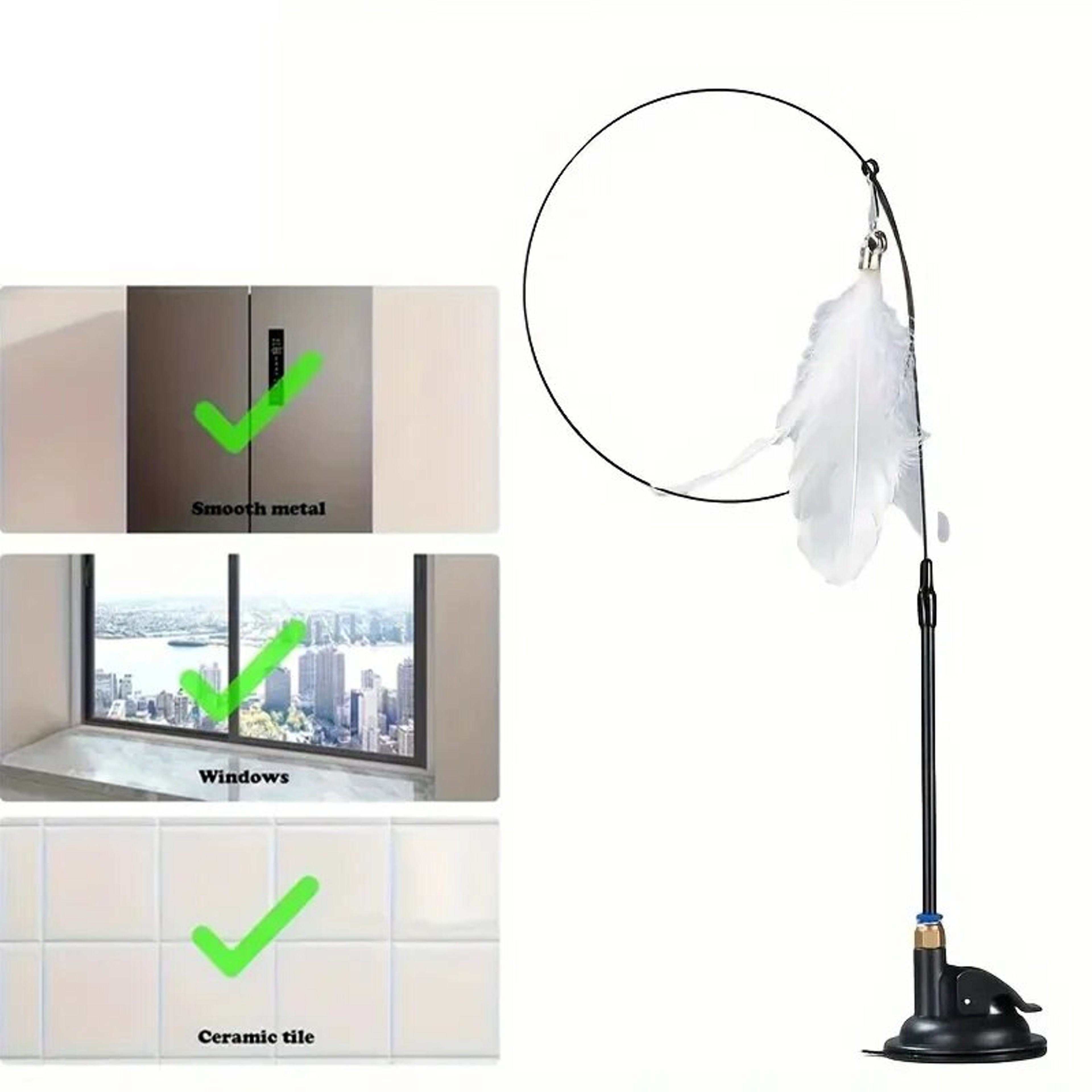 Interactive Bell & Feather Wand  Suction Cup Pole for Exciting Cat Playtime  Ultimate Toy for Fun Adventures – view 6