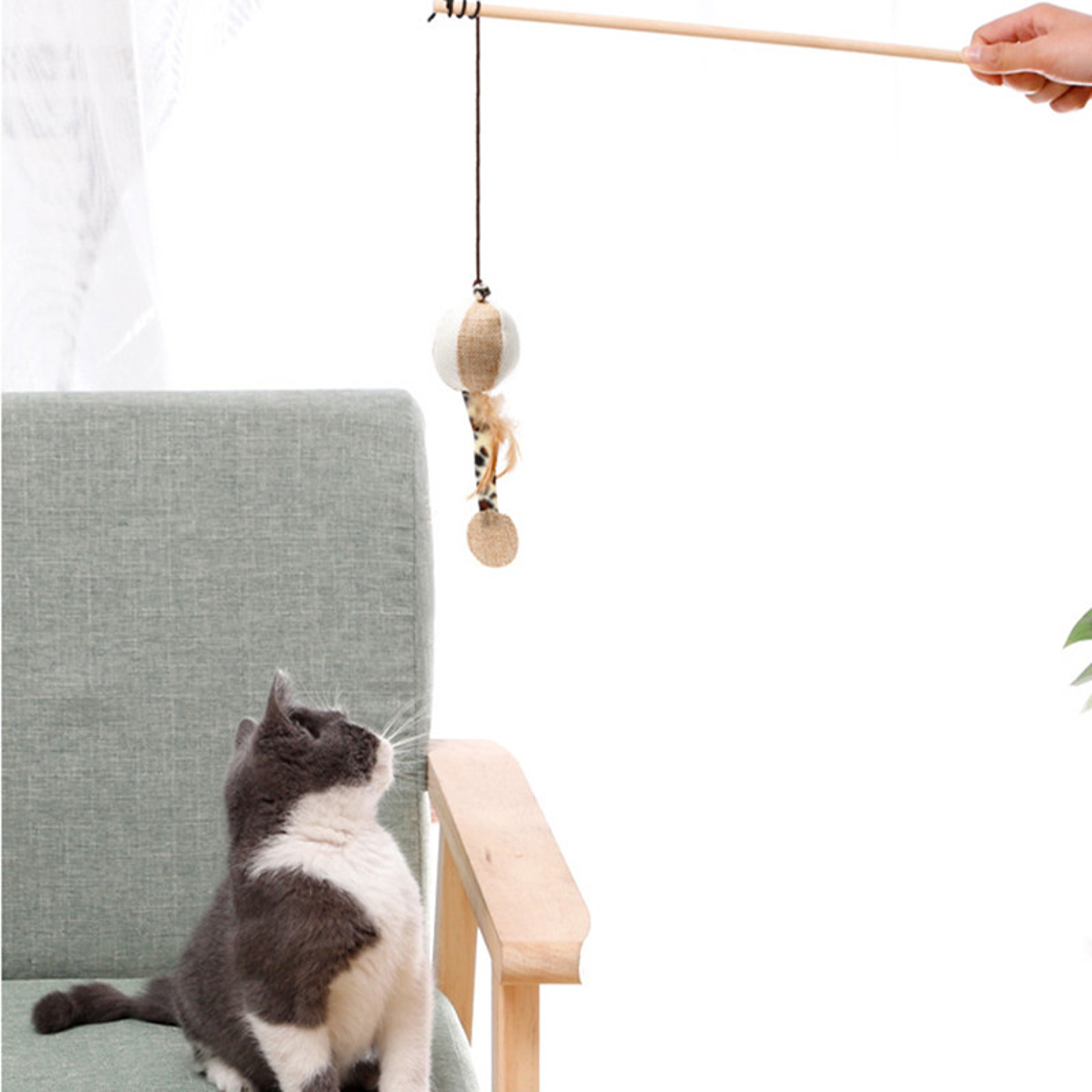 Interactive Feather Wand Toy for Cats – Colorful, Engaging Cat Teaser Wand, Perfect for Playful Kittens and Cats – view 3