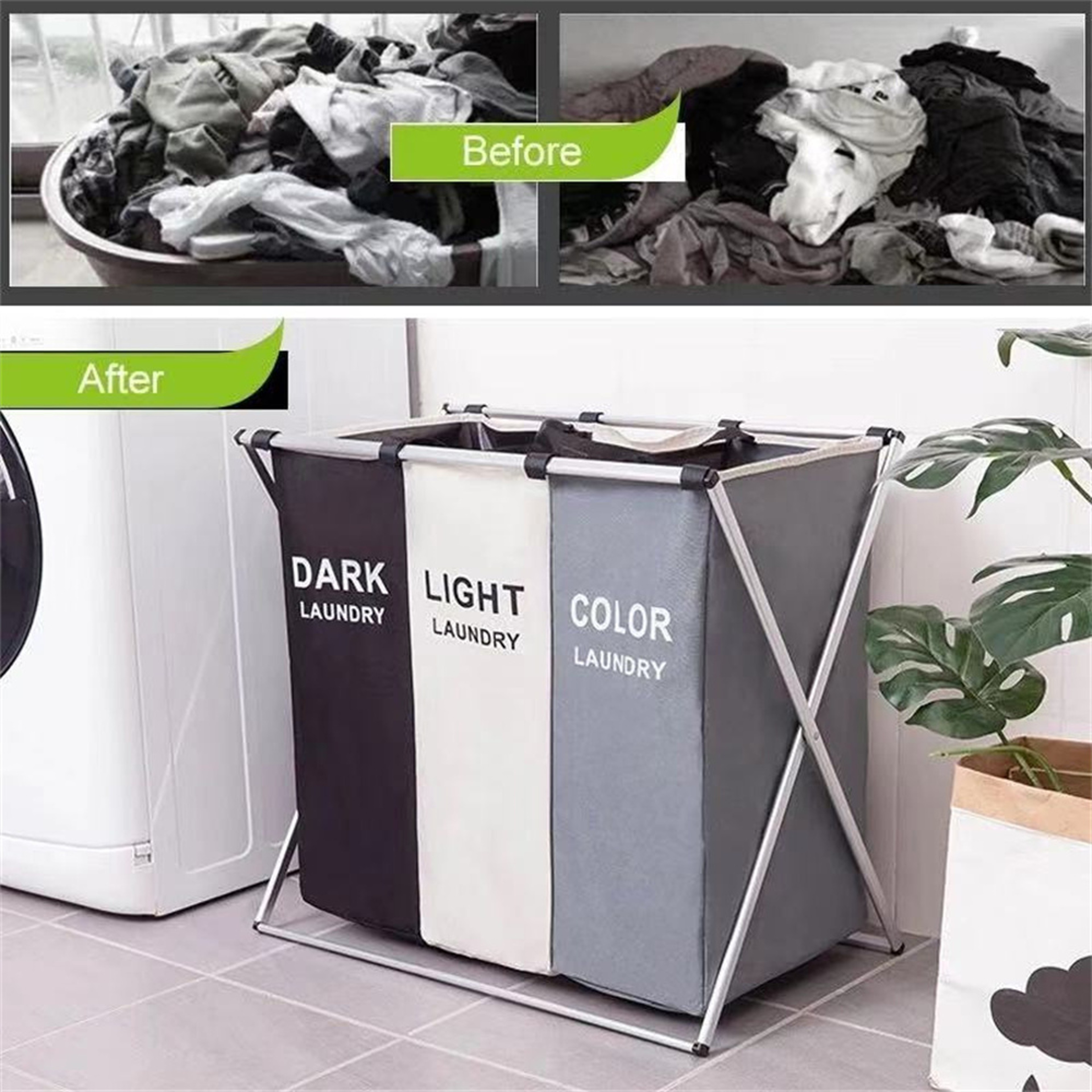 Large Foldable Laundry Basket  Waterproof Storage Hamper For Clothes Two Size Options 3
