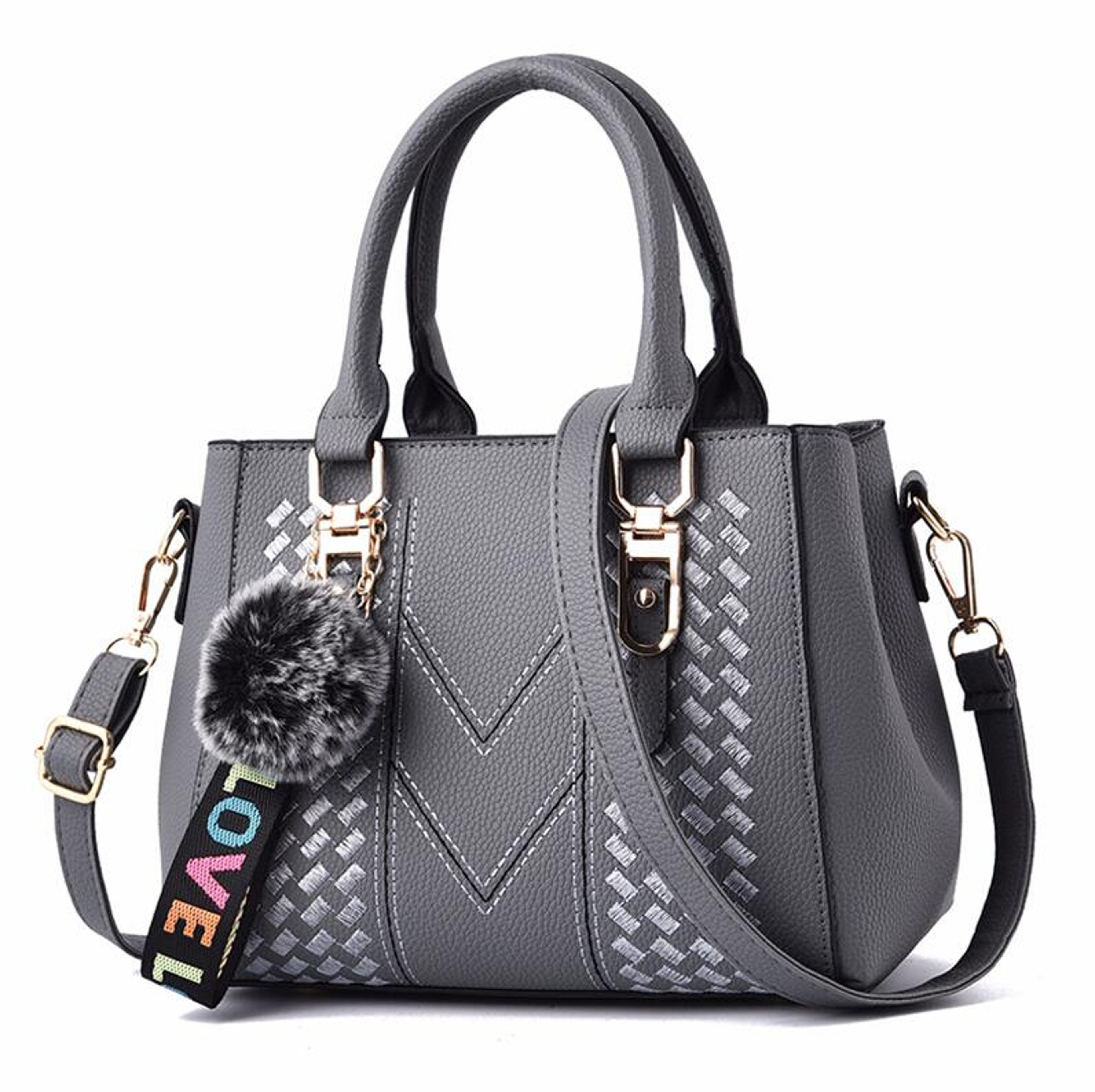 Embroidery Leather Messenger Handbag For Women  Stylish Practical  Trendy Womens Bag With Hair Ball
