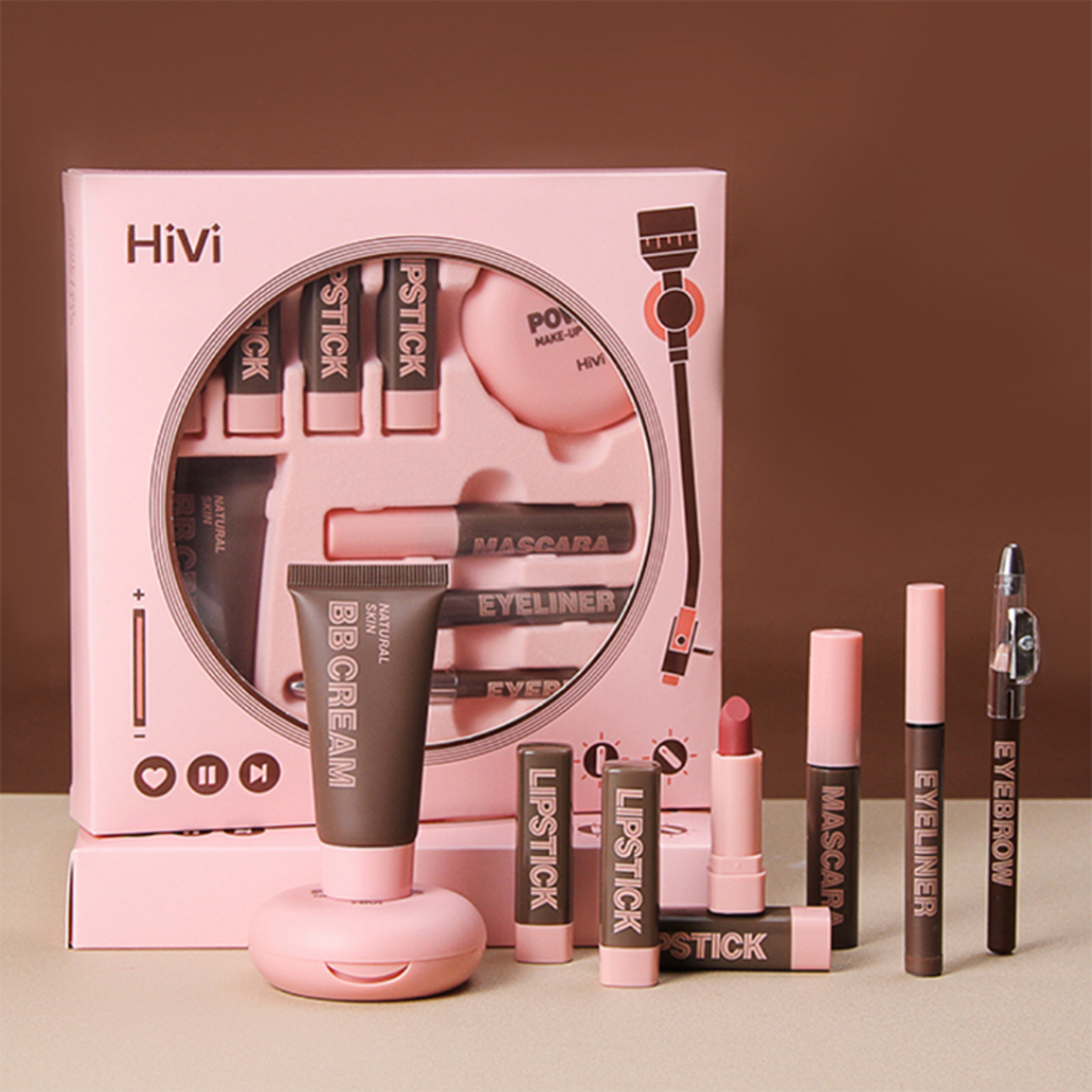 Womens Christmas Makeup Set Lipsticks Powder BB Cream Eyebrow Pencil Mascara  Eyeliner Gift Set 6