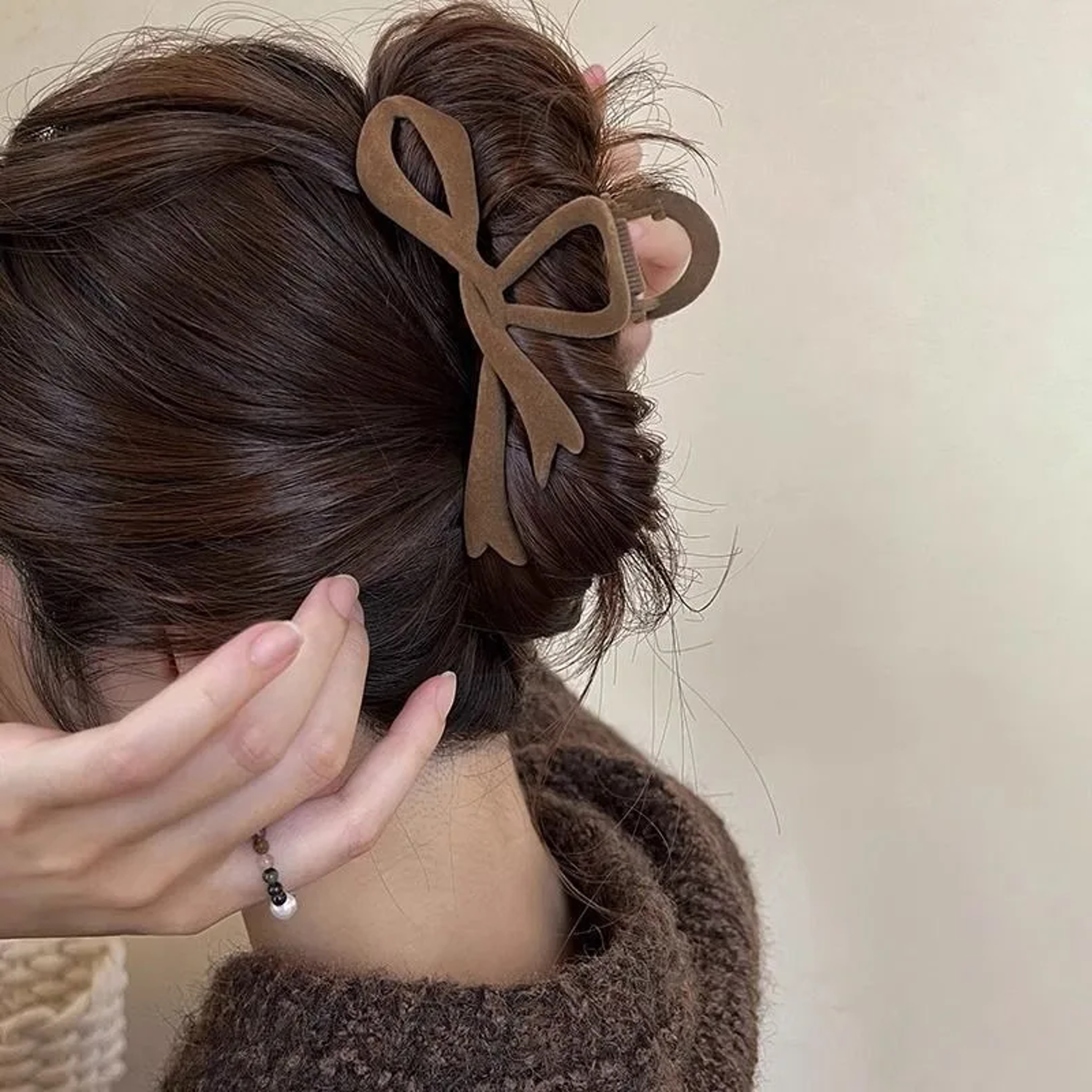 Red Velvet Bow Hair Clip for Women | Elegant Winter Hair Claw Clip | French Hairpin Gift Accessory – view 2