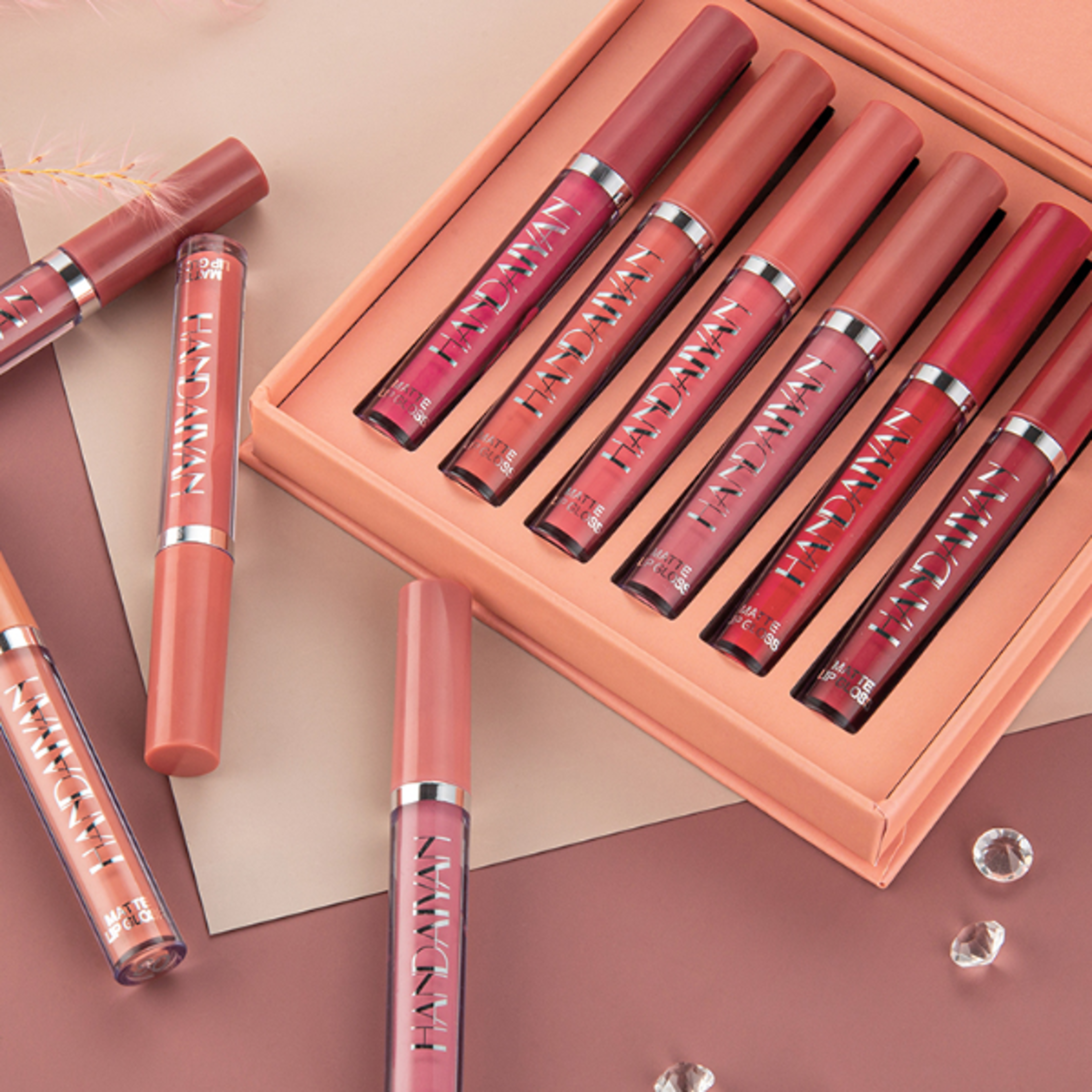 HANDAIYAN Set of 6 NonStick Cup Liquid lipstick  LongLasting Lip Gloss Gift Box  Matte Finish Lip