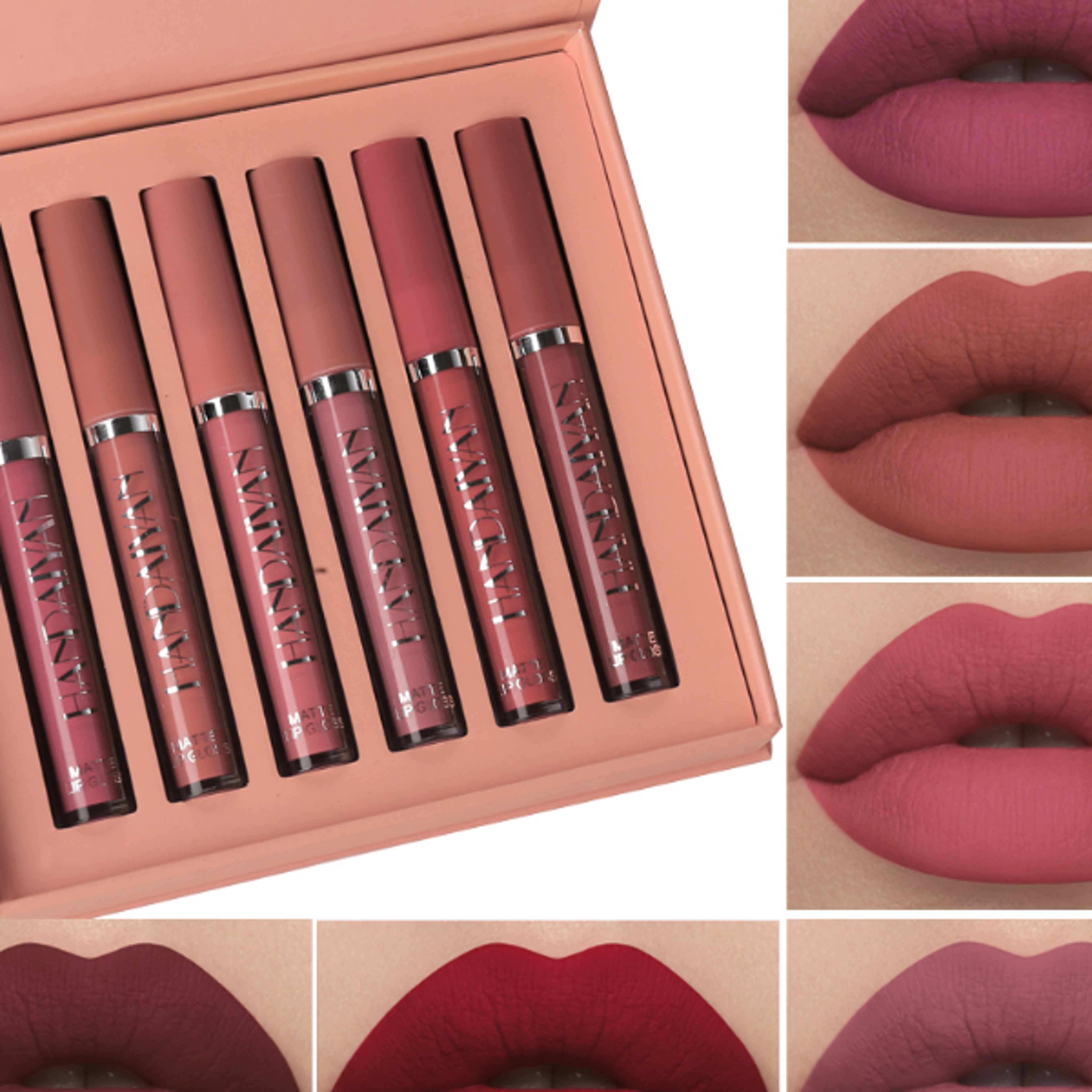 HANDAIYAN Set of 6 NonStick Cup Liquid lipstick  LongLasting Lip Gloss Gift Box  Matte Finish Lip