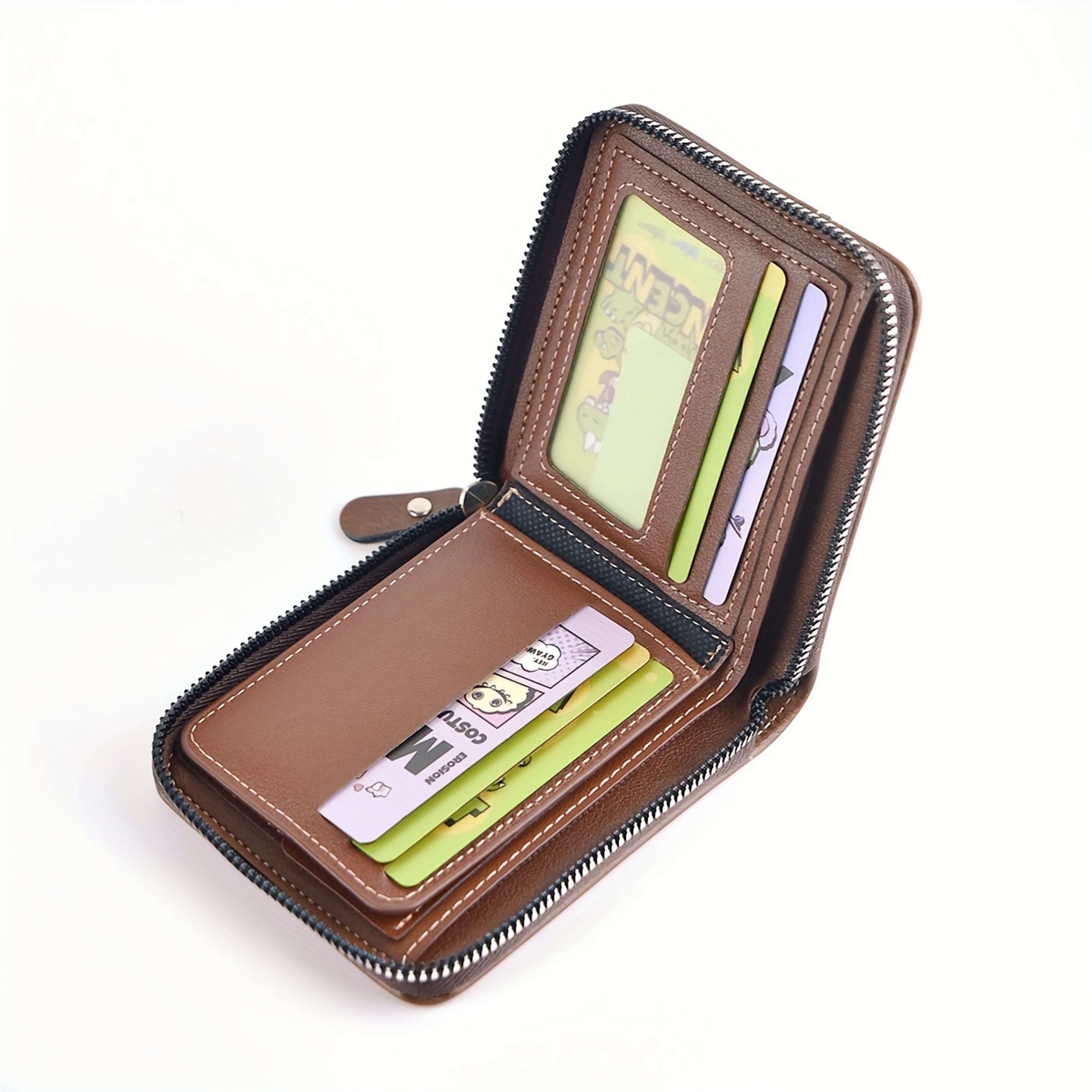 Men's PU Wax Oil Skin Wallet  Zipper Coin Purse and Card Holder – view 5
