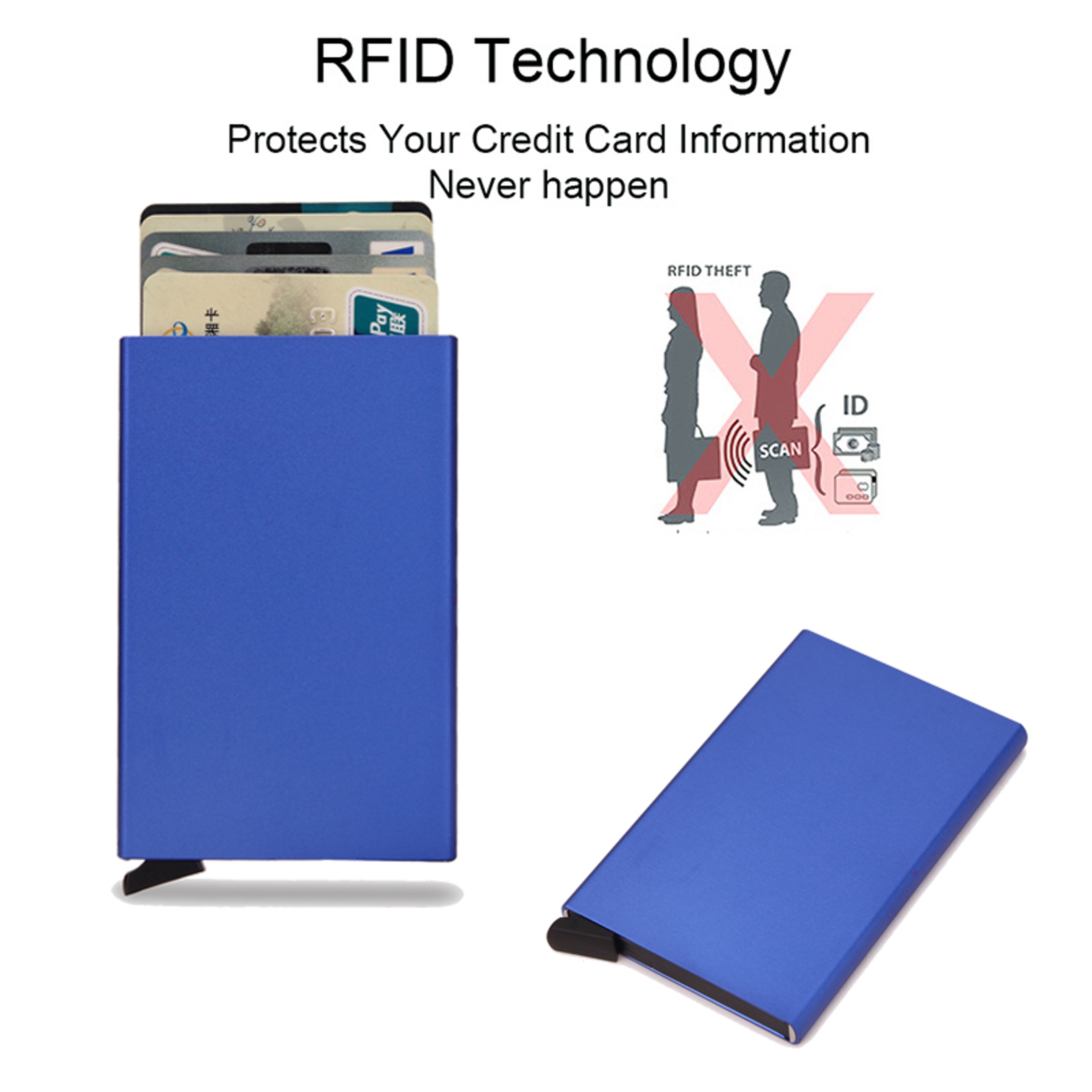 RFID Minimalist Wallet  Slim  Stylish Men  Women Card Holder  PopUp Design Metal RFID Protection 3