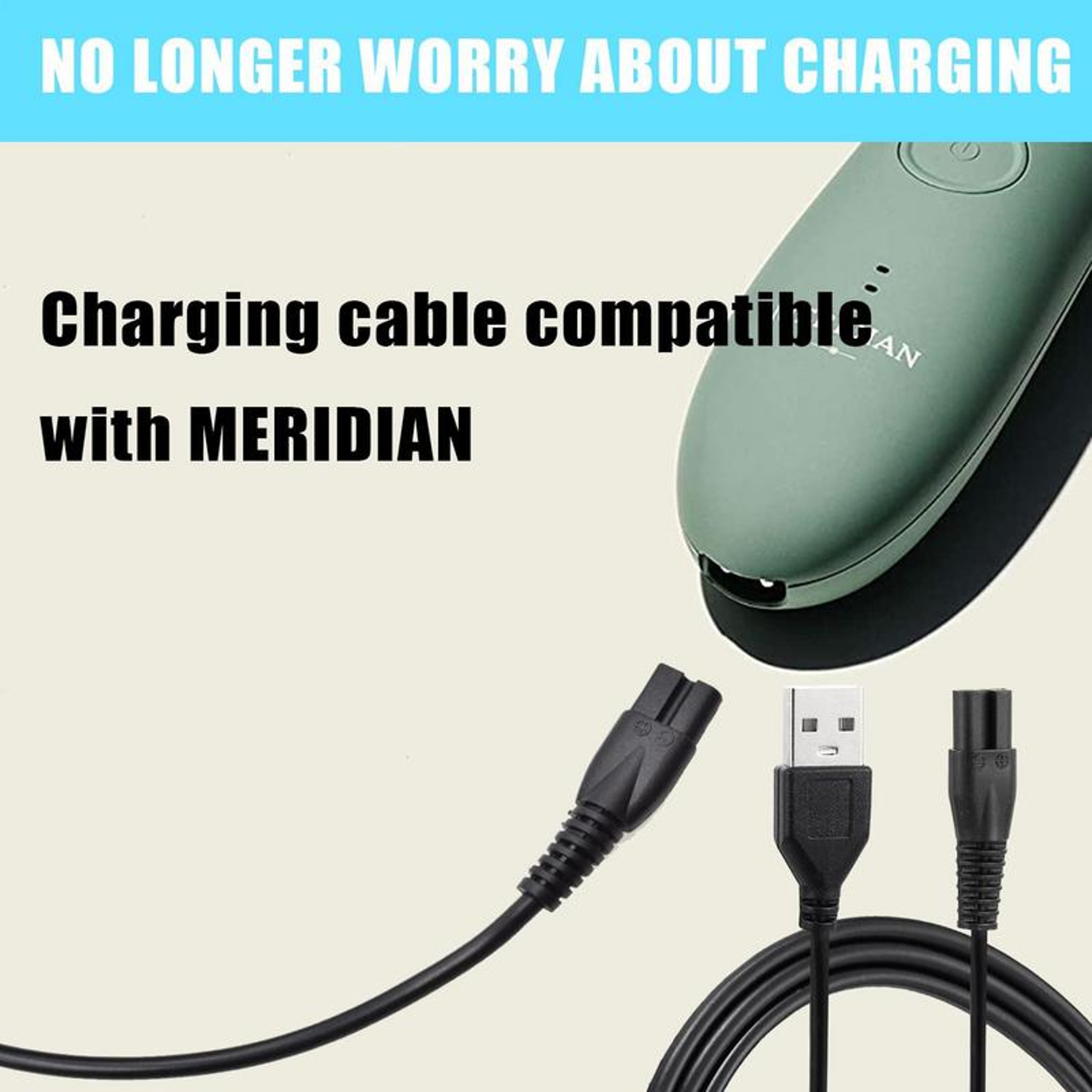 Meridian Compatible USB Razor Charger Cable Fast Electric Razor Charging Cord Replacement – view 4