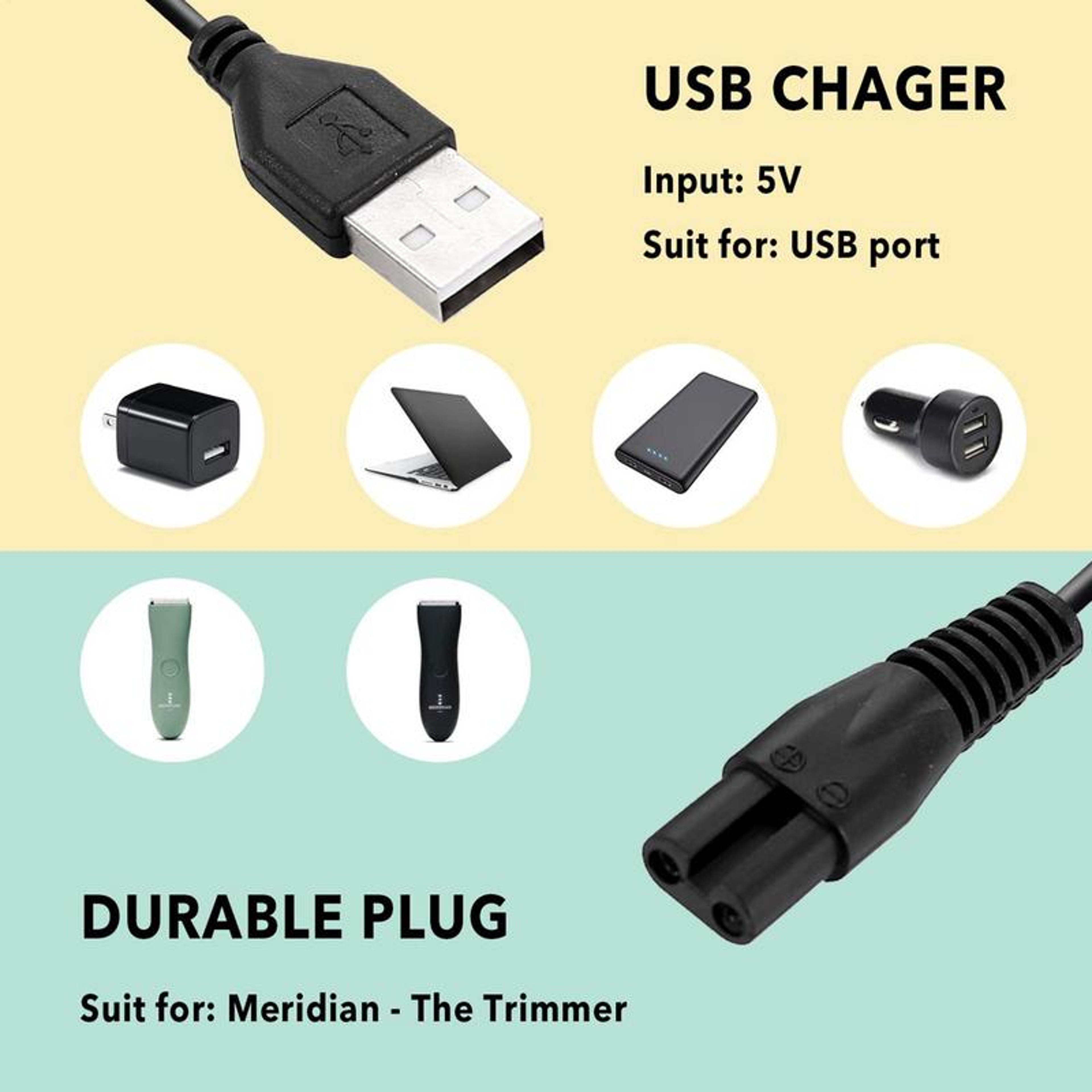 Meridian Compatible USB Razor Charger Cable Fast Electric Razor Charging Cord Replacement – view 5