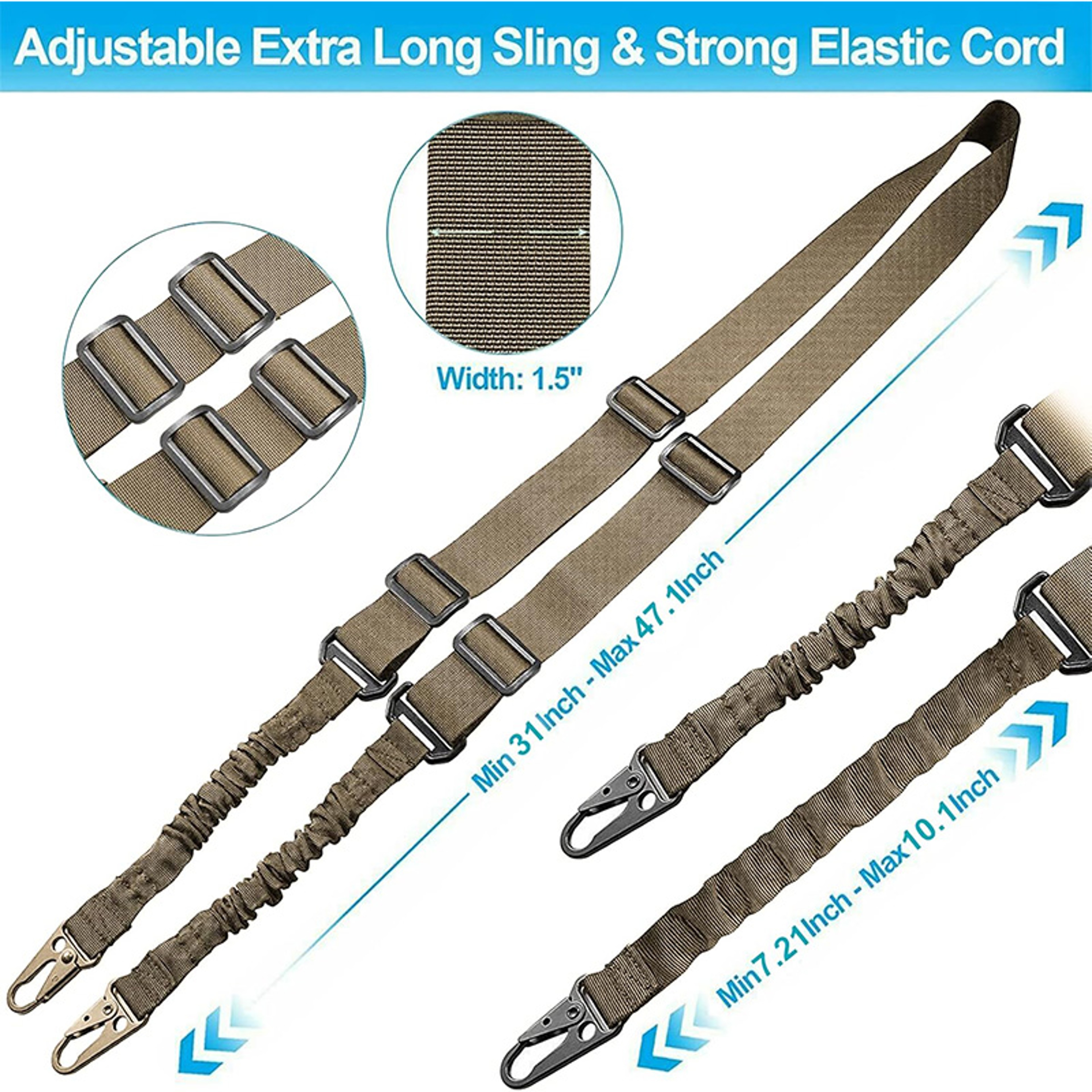 Adjustable Tactical Rifle Sling With QD Hook Heavy Duty Hunting Gun Sling Strap – view 3
