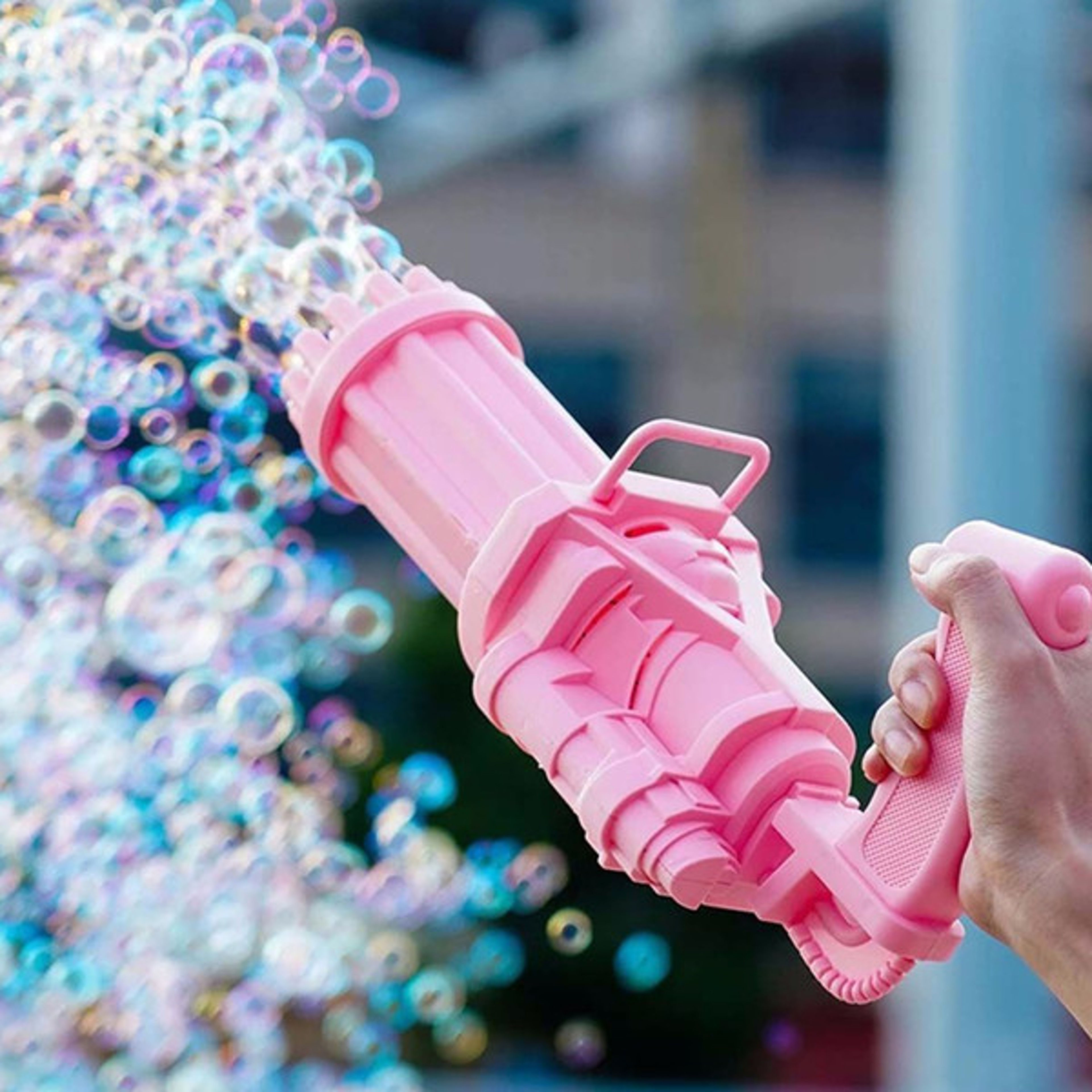 Electric Gatling Bubble Machine Gun Toy Pink