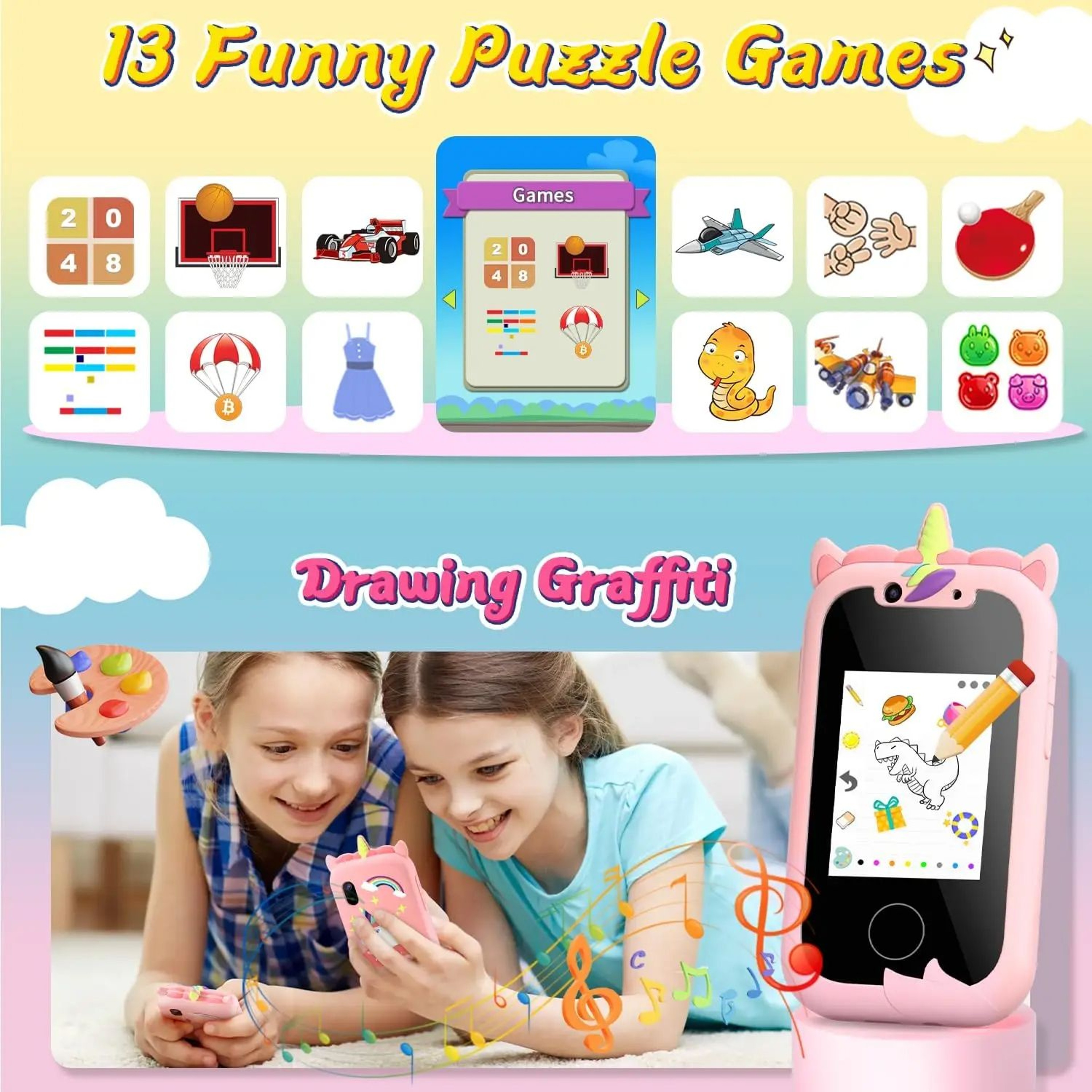 Upgraded Kids Phone With Dual Cameras  Educational Games Perfect For Birthdays  Holidays 1