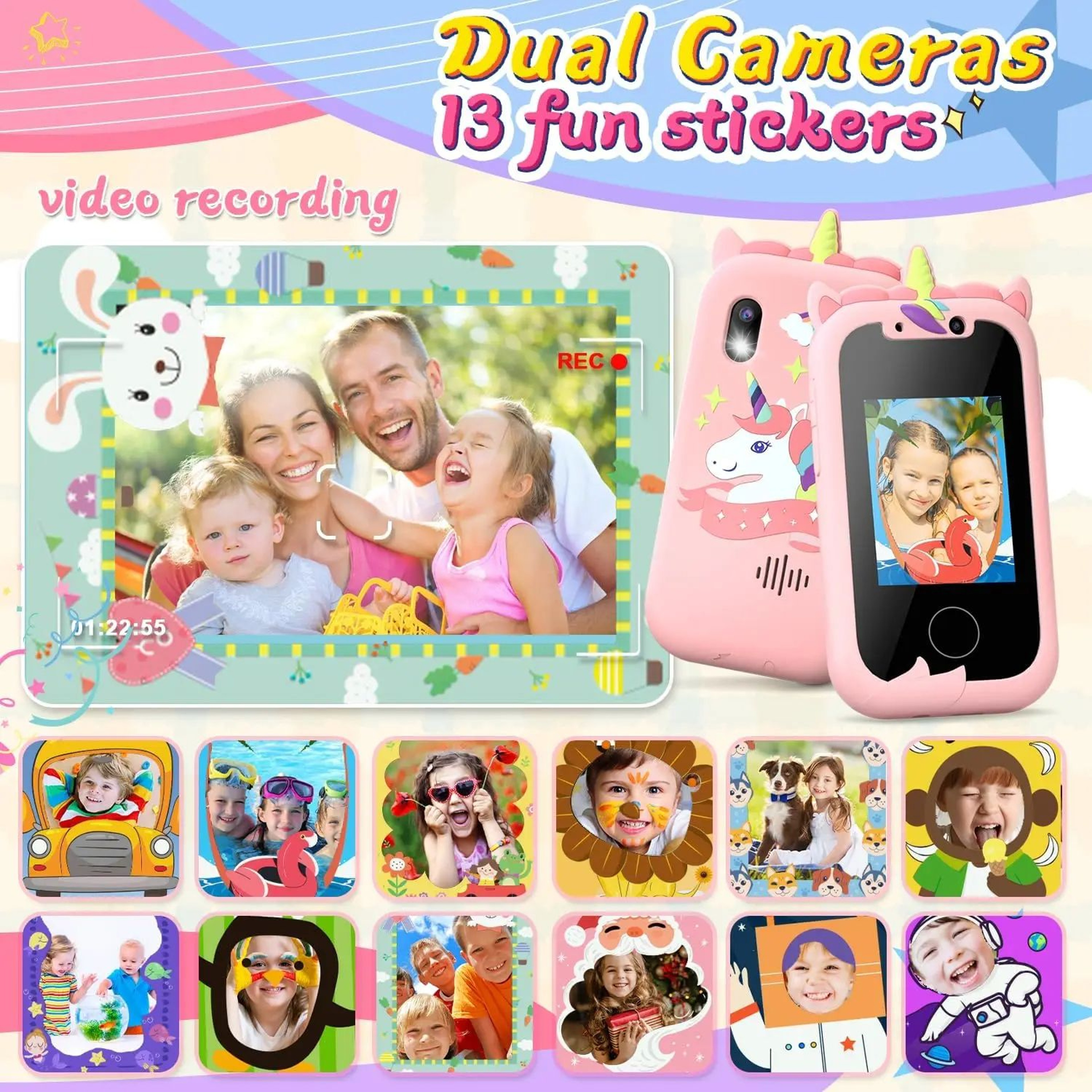 Upgraded Kids Phone With Dual Cameras  Educational Games Perfect For Birthdays  Holidays 3