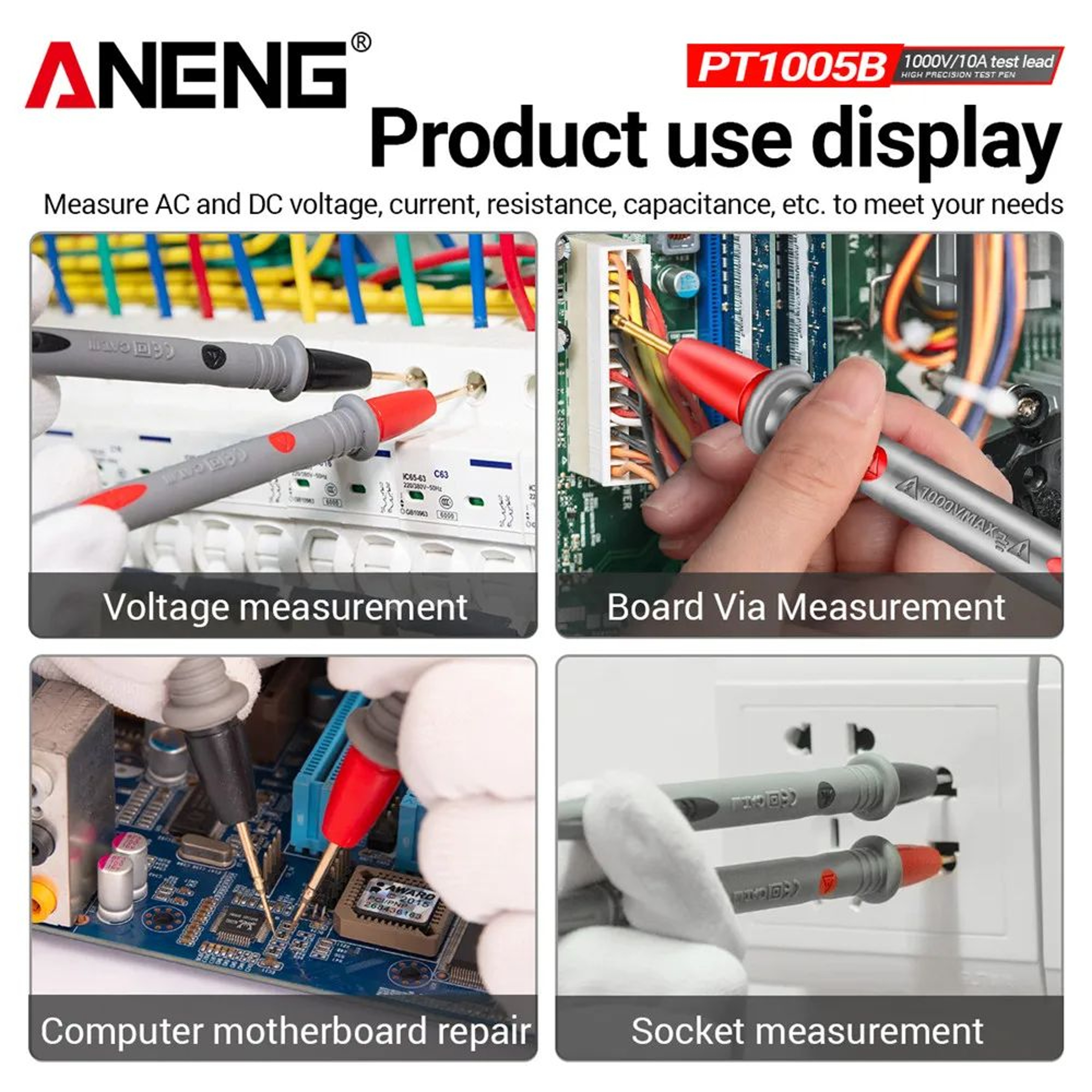 Digital Multimeter Probe Test Leads Universal Needle Tip Pen Cable Wire For Multi Meter Tester Kit 5