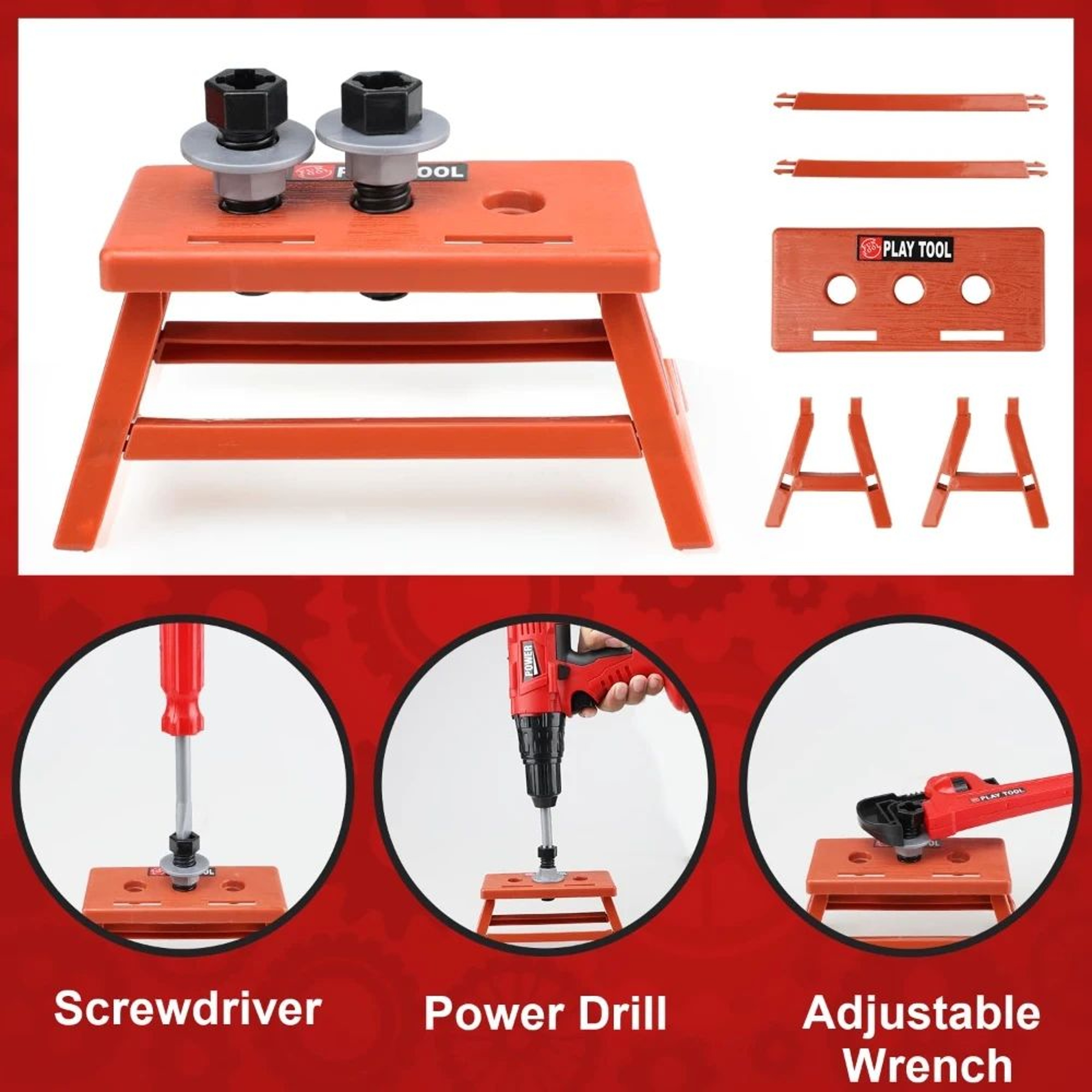 Kids Power Construction Toy Children Tool Set With Electric Toy Drill Build  Pretend Play Toolkit F 3