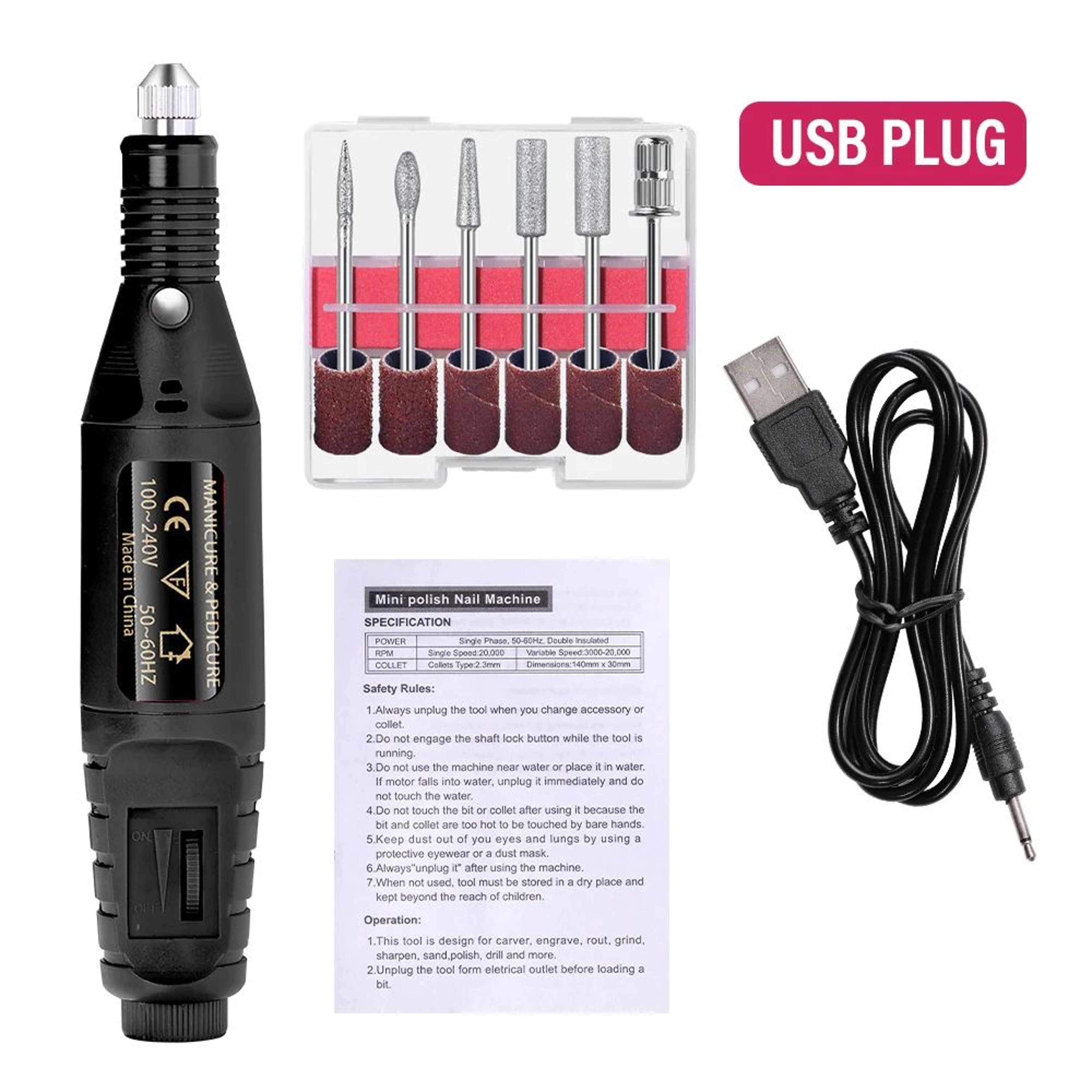Strong Function Nail Drill Machine Set Electric Nail Sander Gel Polish Remover Tool For Manicure Pe