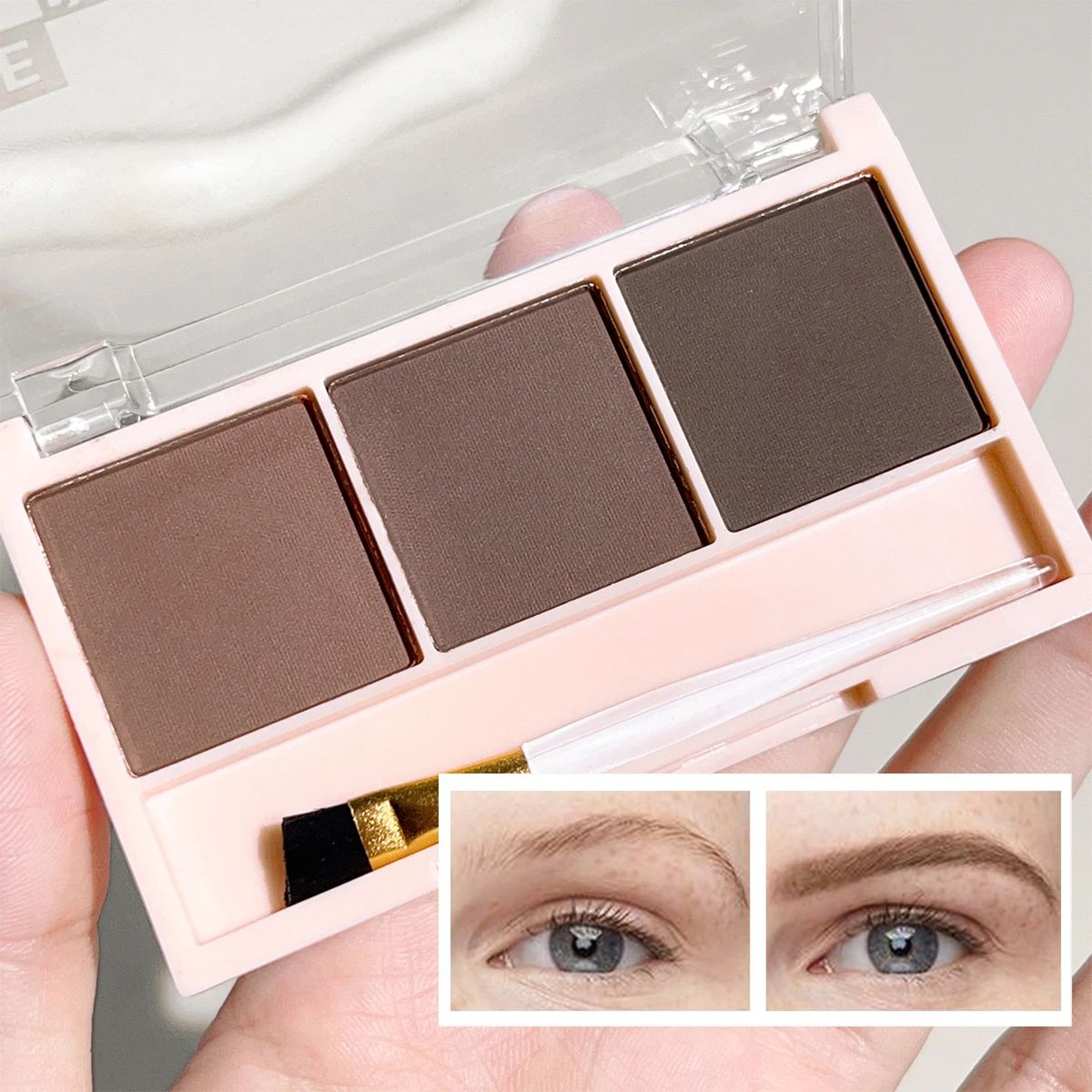 3Color Brow Powder Set With Brush  LongLasting Waterproof  NaturalLooking Eyebrow Makeup Kit For De 2