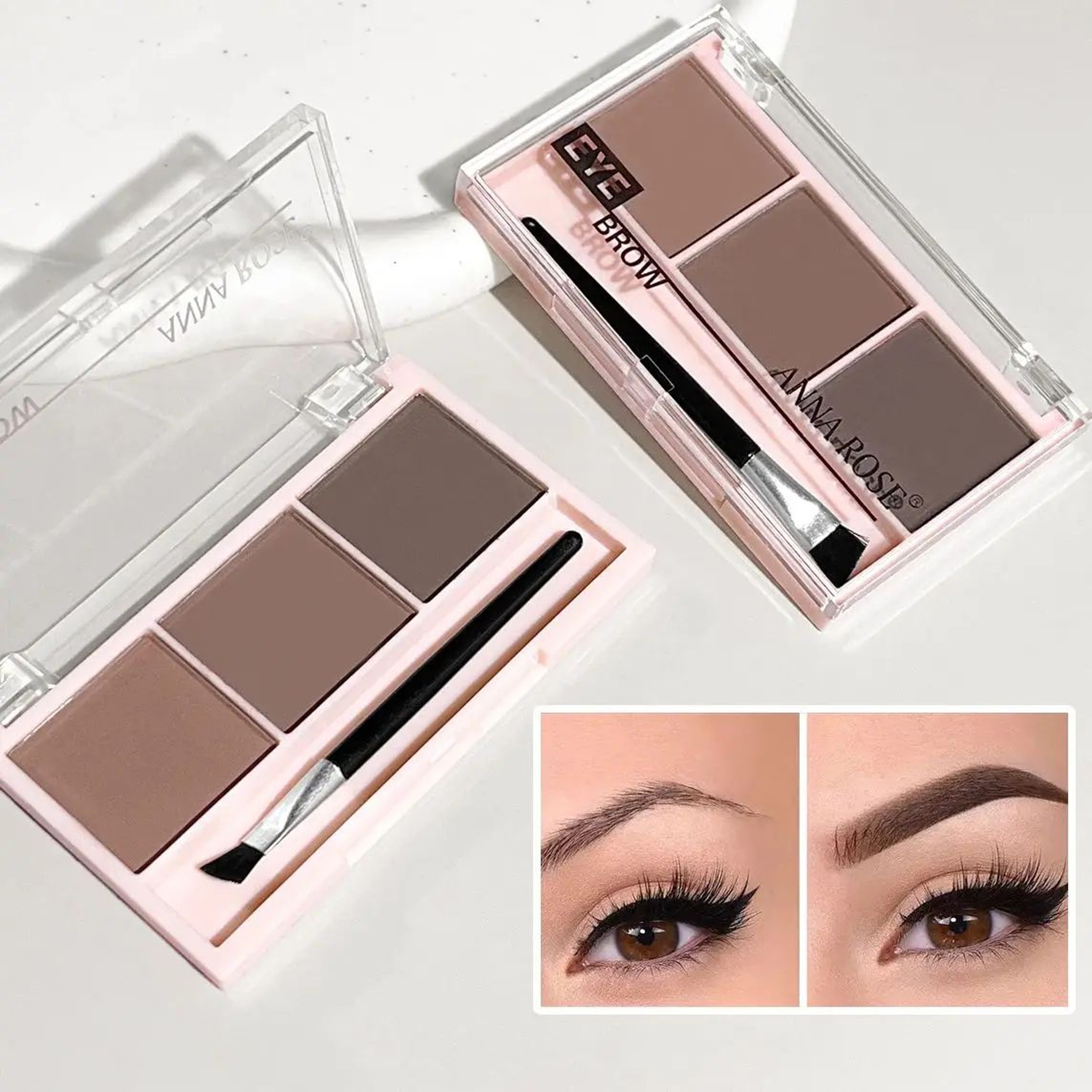 3Color Brow Powder Set With Brush  LongLasting Waterproof  NaturalLooking Eyebrow Makeup Kit For De 5